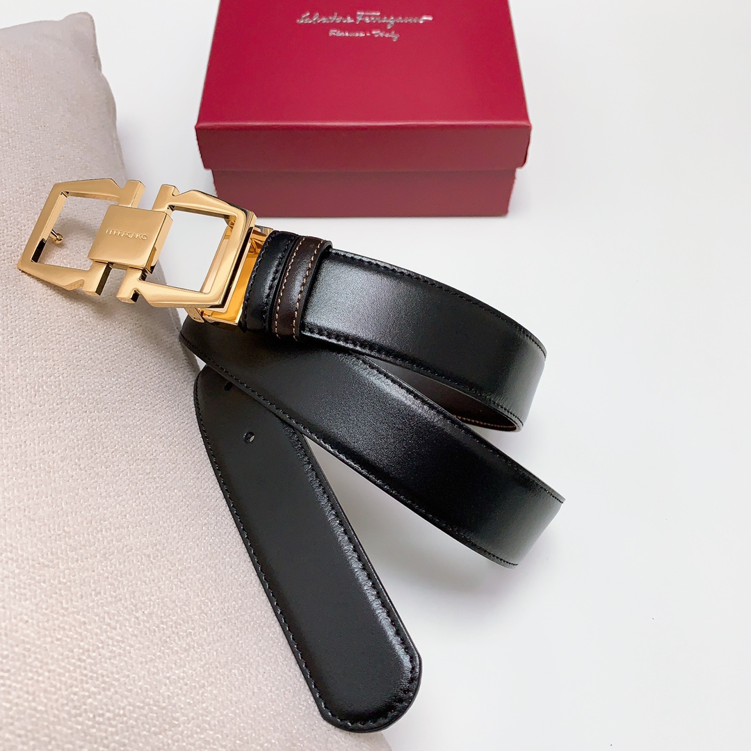 Salvatore Ferragamo Male Leather Belt Cow Leather