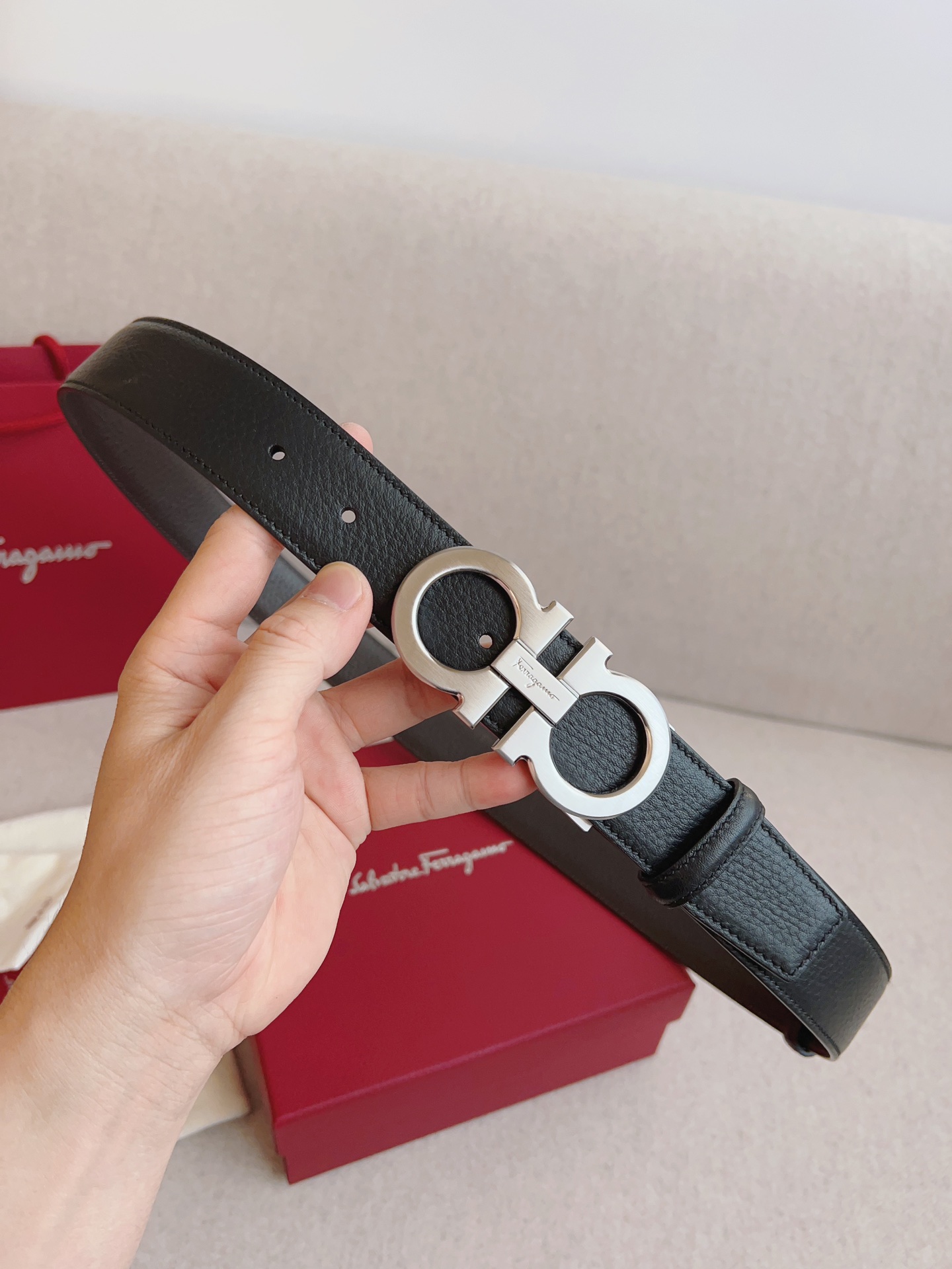 Salvatore Ferragamo Male Leather Belt Top Grain Leather M