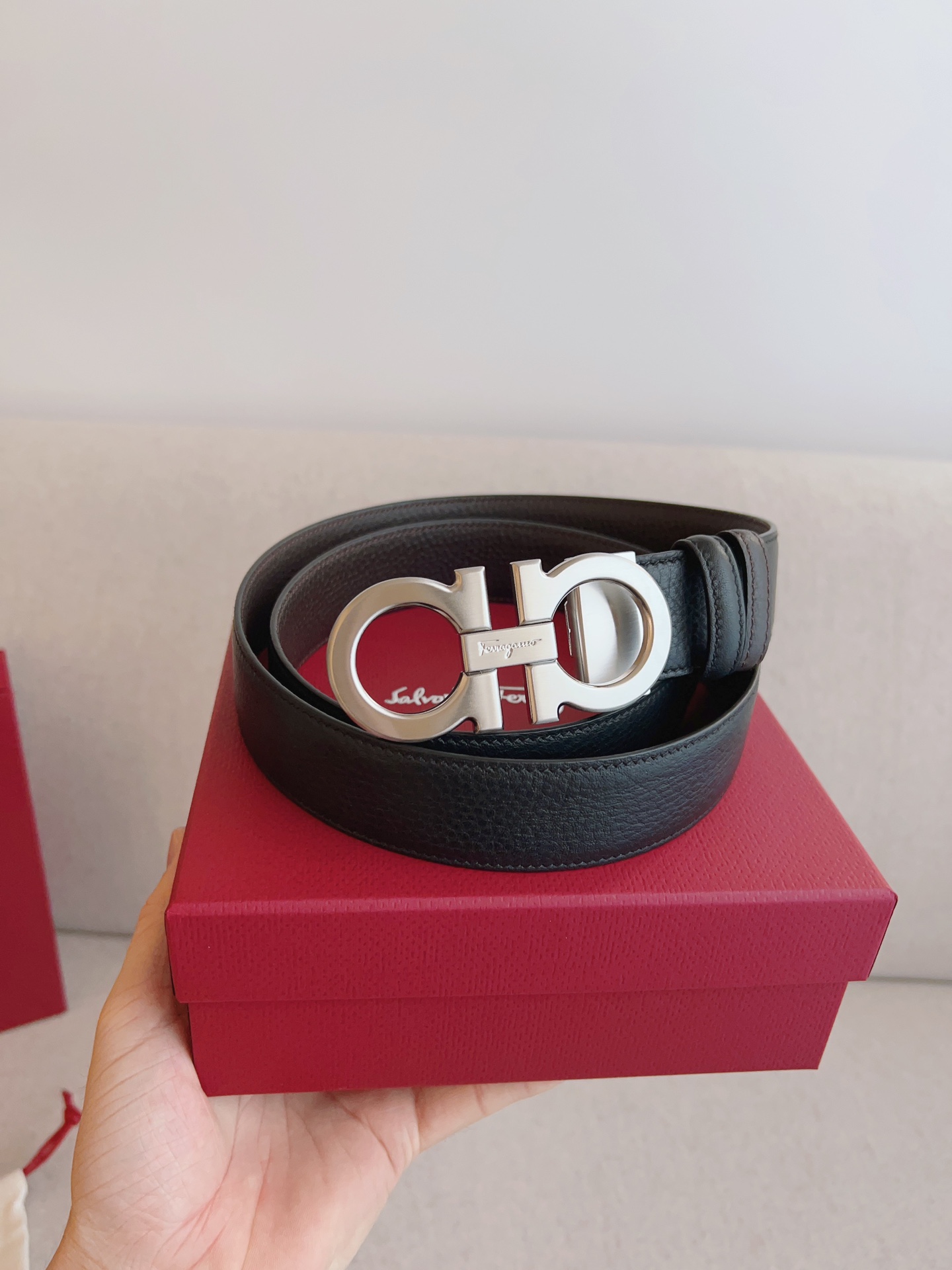 Salvatore Ferragamo Male Leather Belt Top Grain Leather M