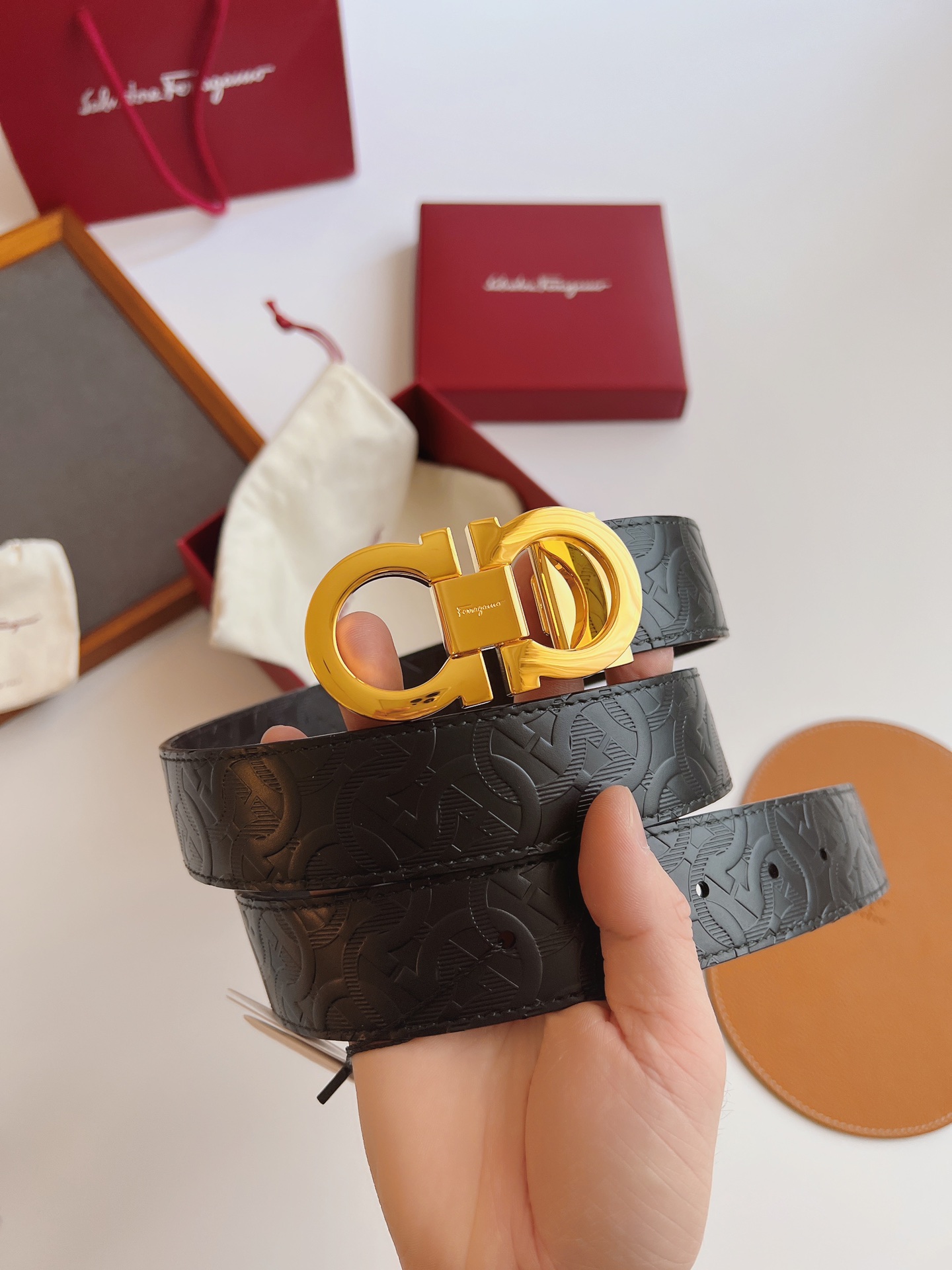 Salvatore Ferragamo Male Leather Belt Top Grain Leather M