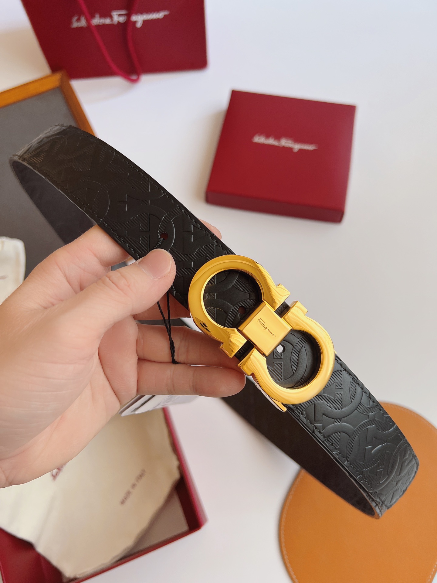 Salvatore Ferragamo Male Leather Belt Top Grain Leather M