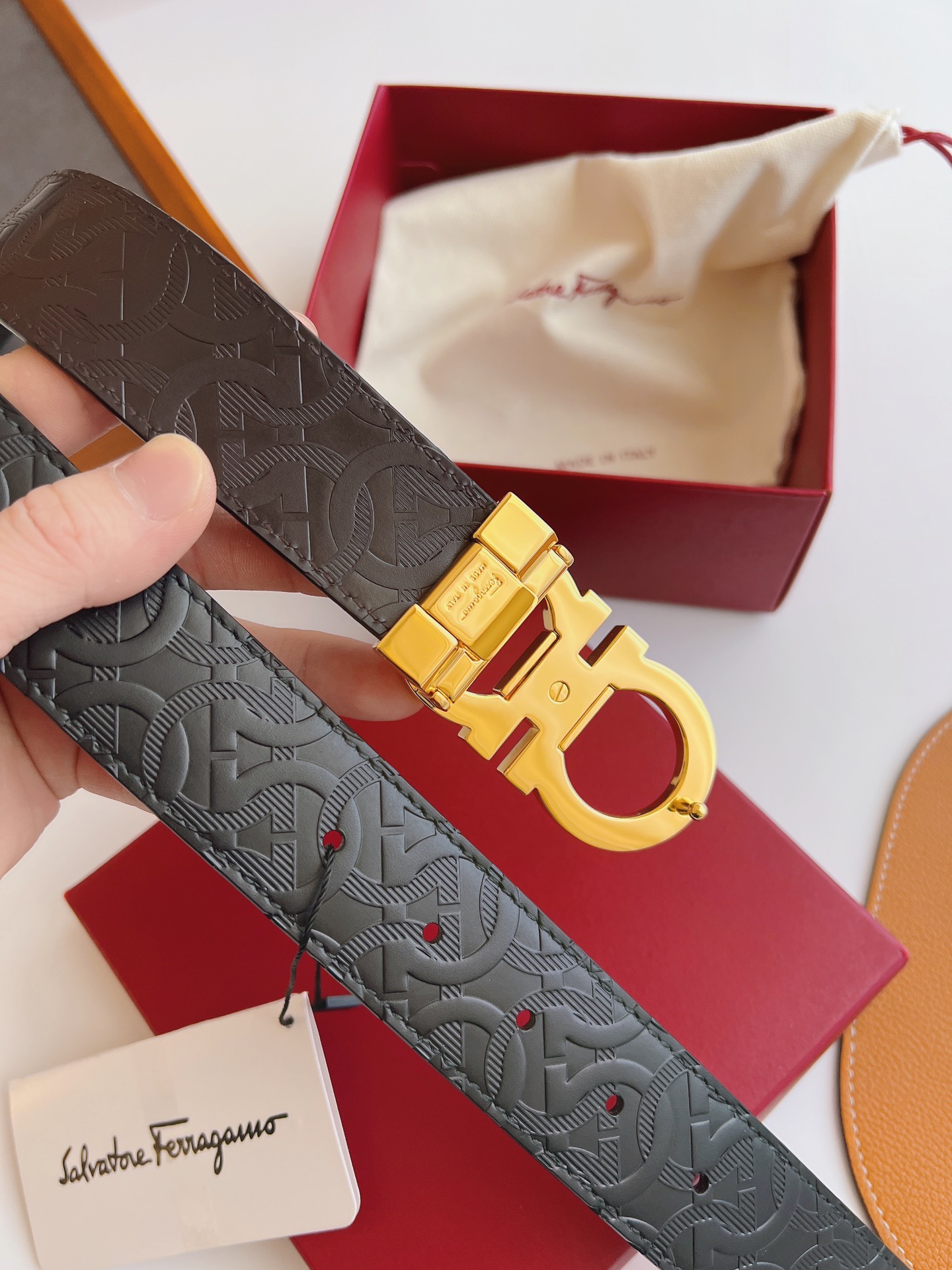 Salvatore Ferragamo Male Leather Belt Top Grain Leather M