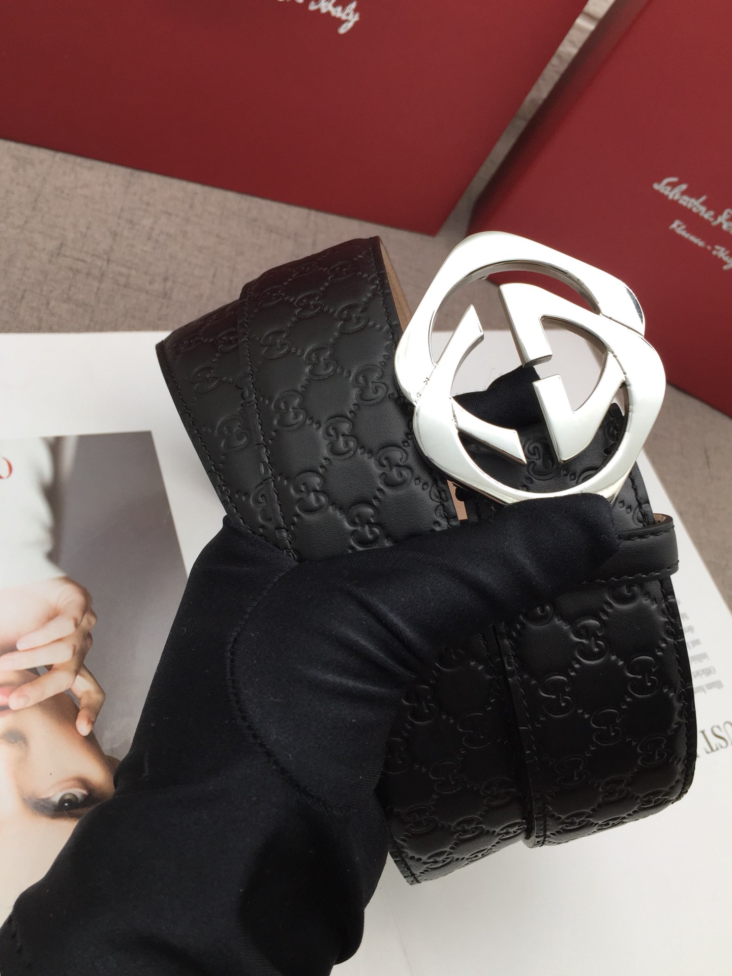 Gucci Male Leather Belt Top Grain Leather L