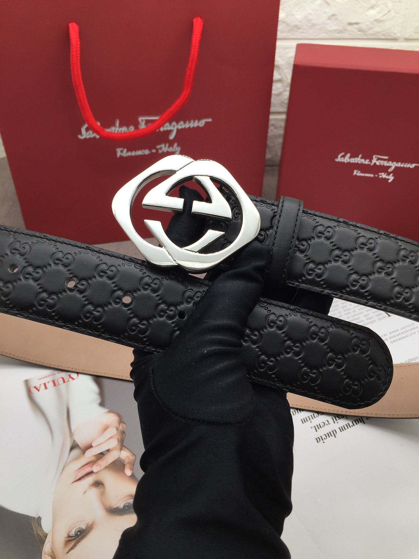 Gucci Male Leather Belt Top Grain Leather L