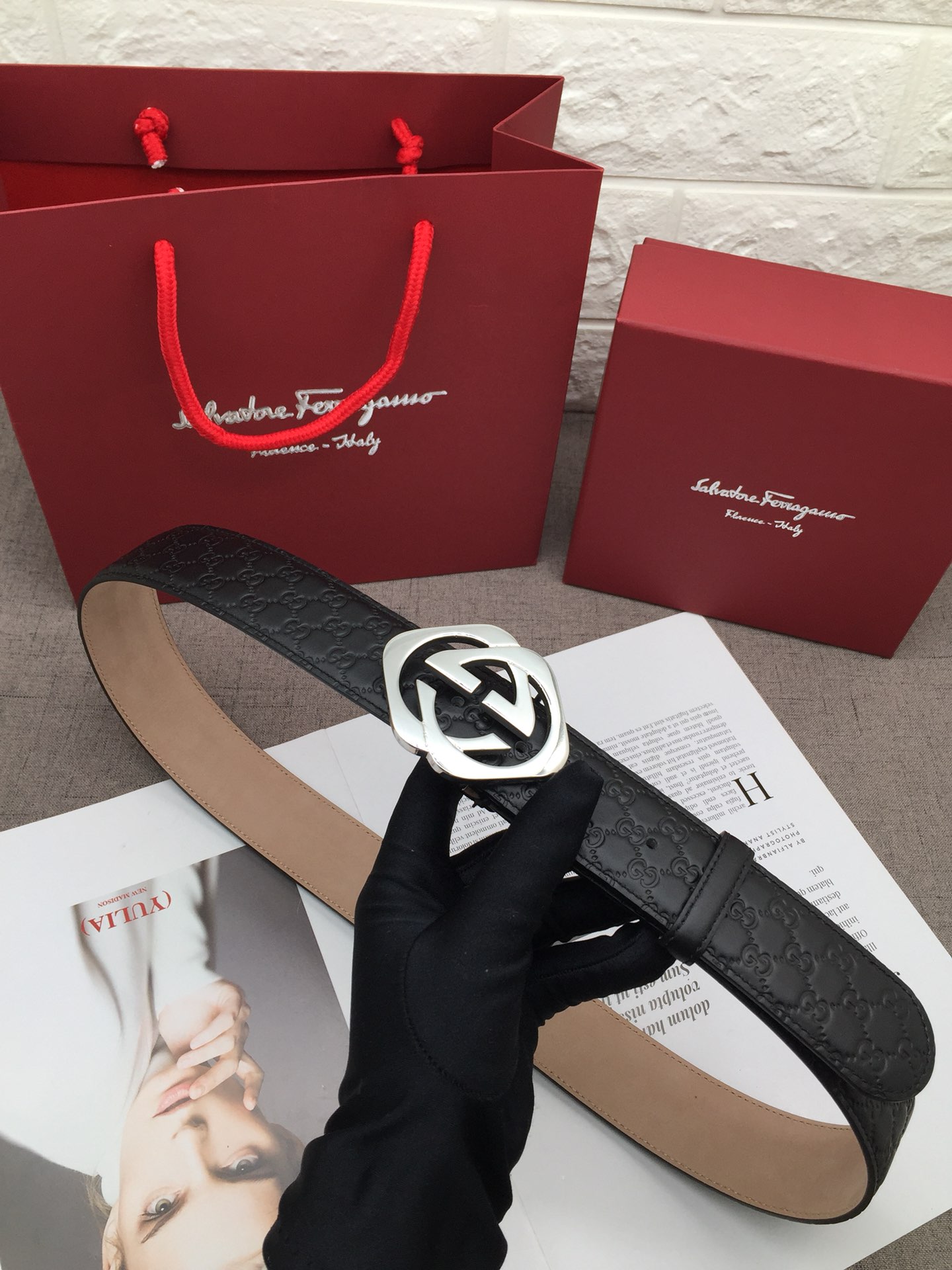 Gucci Male Leather Belt Top Grain Leather L