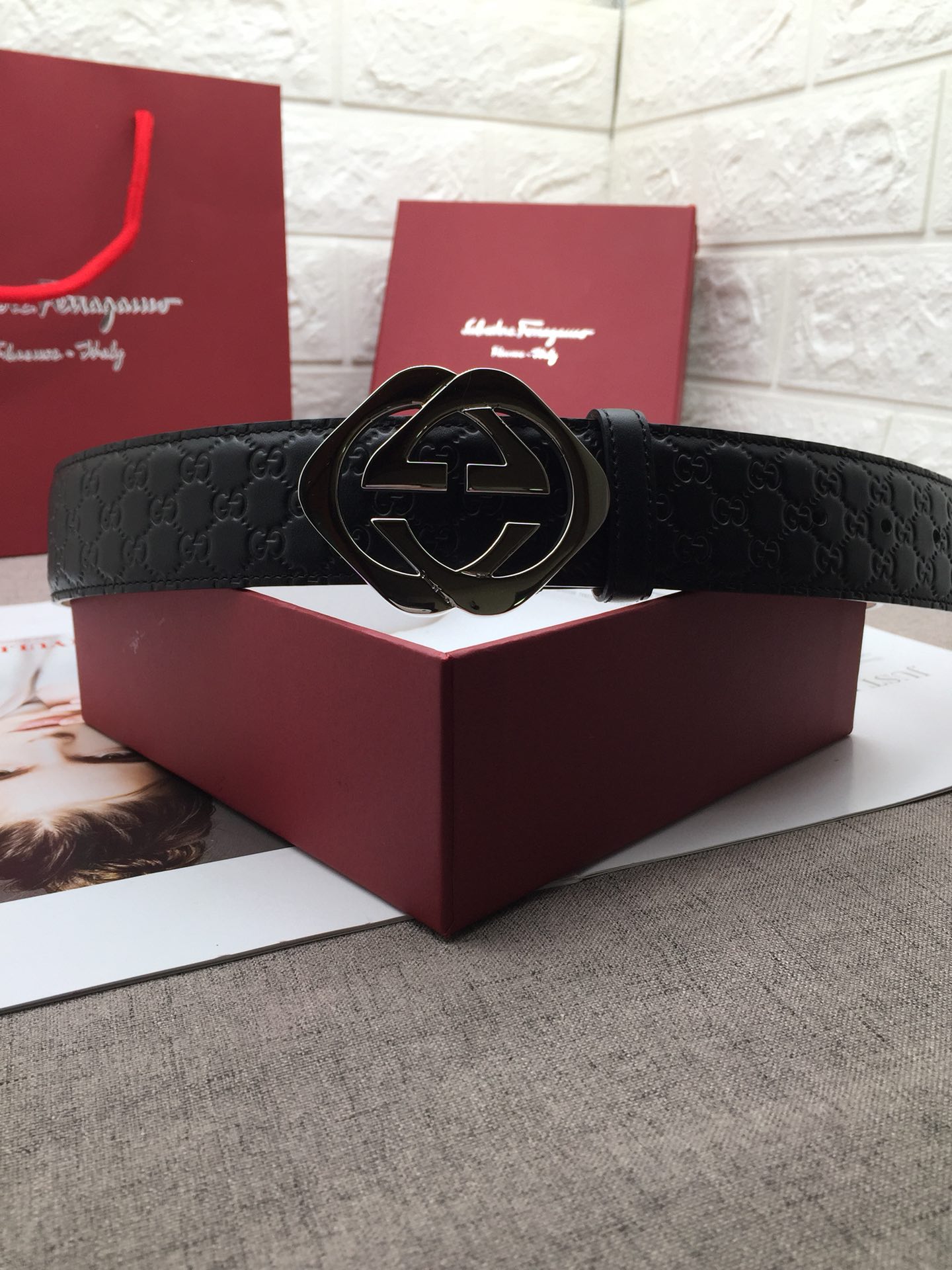 Gucci Male Leather Belt Top Grain Leather L