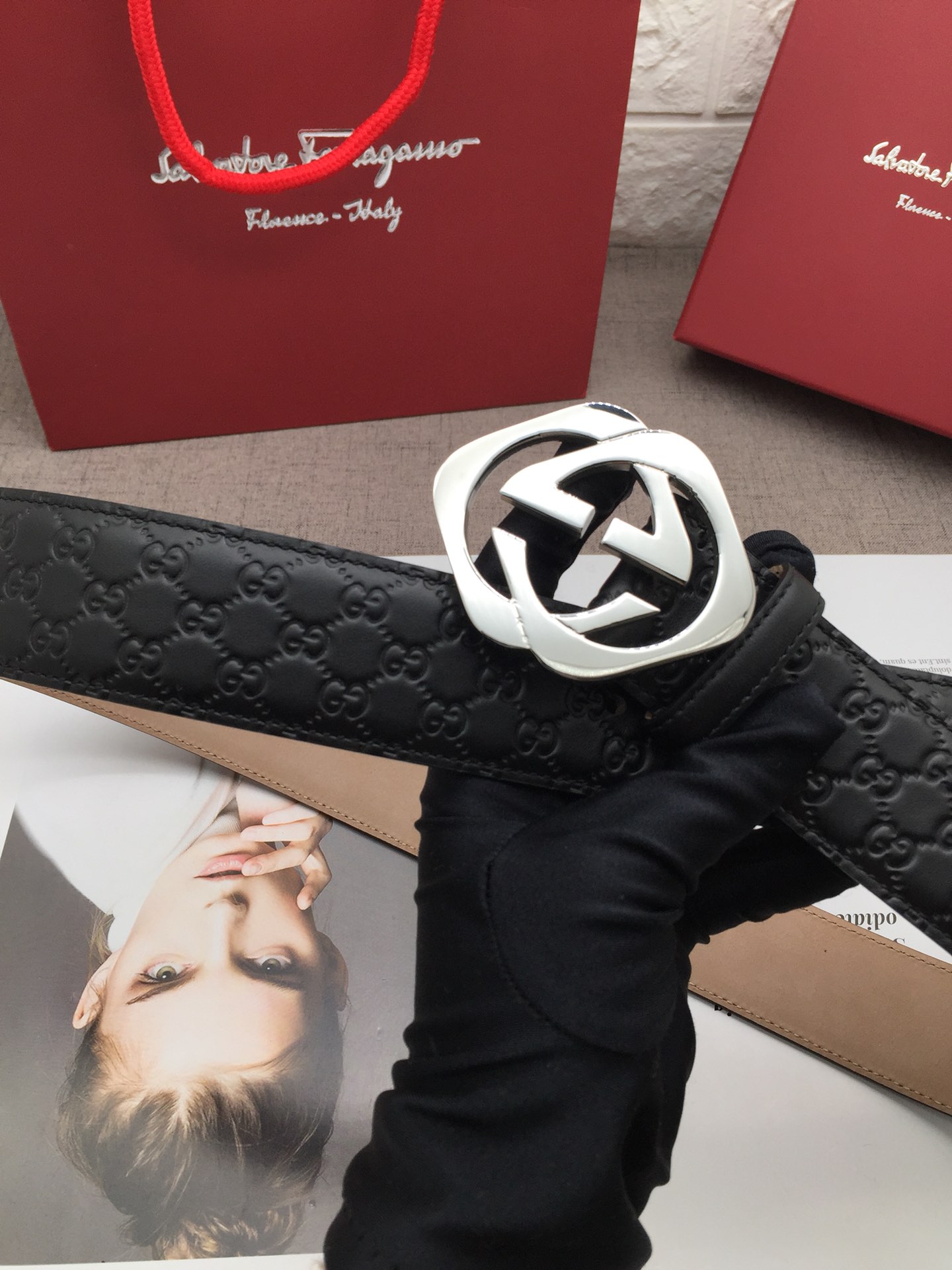 Gucci Male Leather Belt Top Grain Leather L