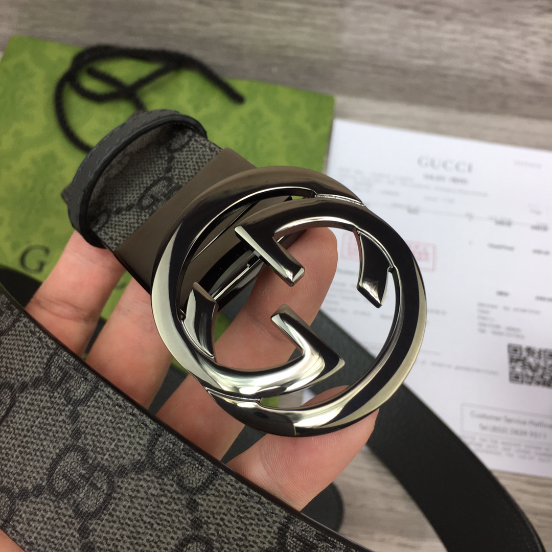 Gucci Male Basic Belt Canvas Gray M