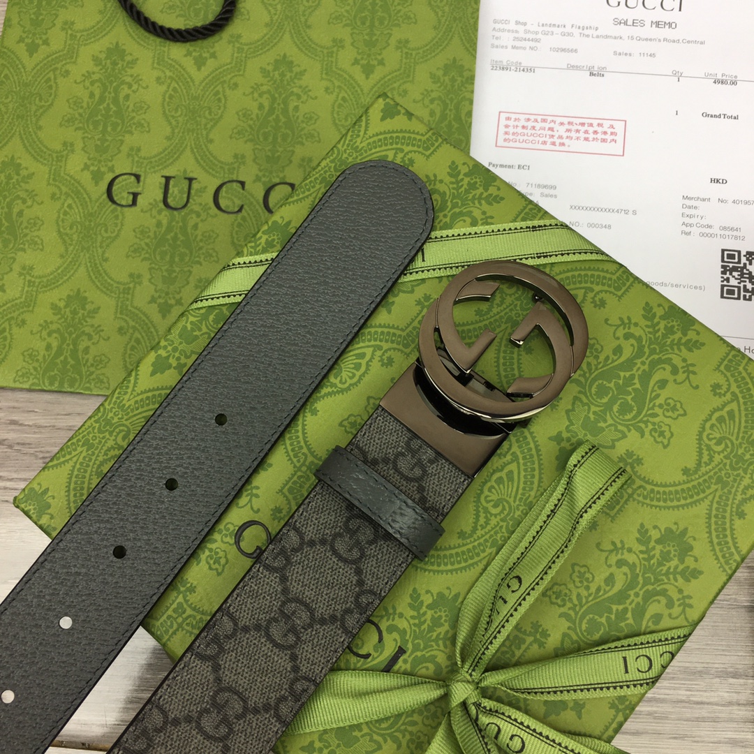 Gucci Male Basic Belt Canvas Gray M