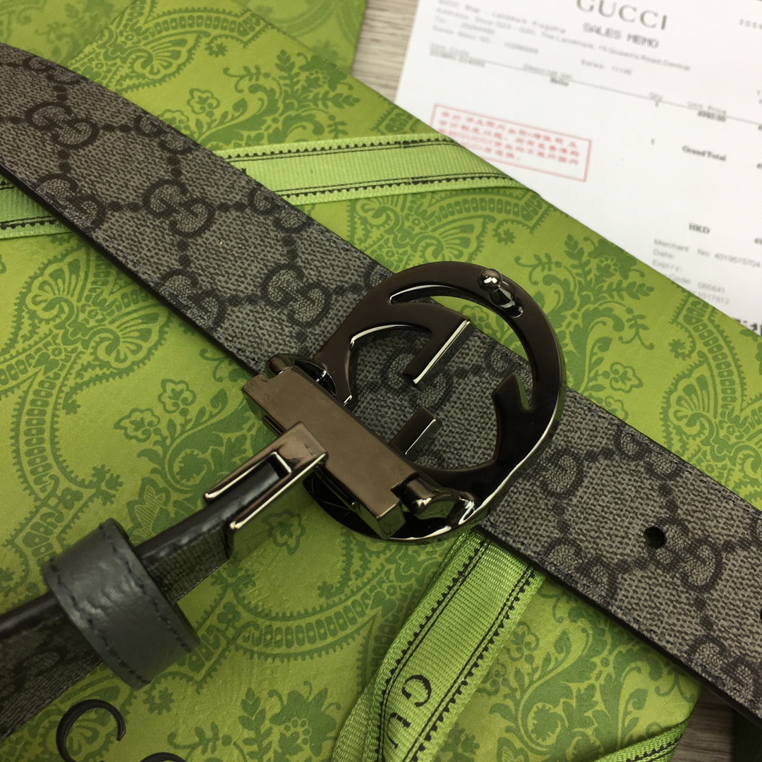 Gucci Male Basic Belt Canvas Gray M