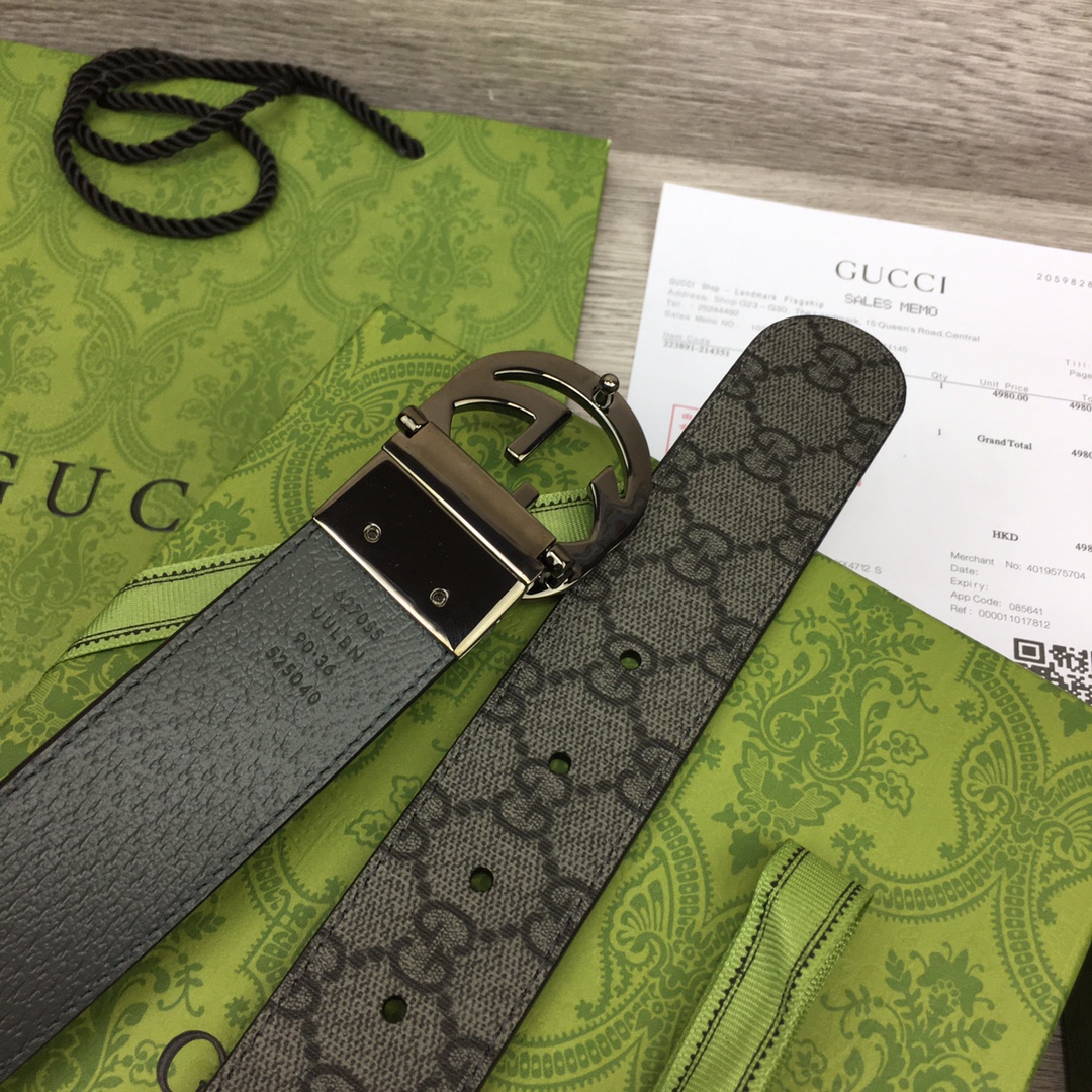 Gucci Male Basic Belt Canvas Gray M
