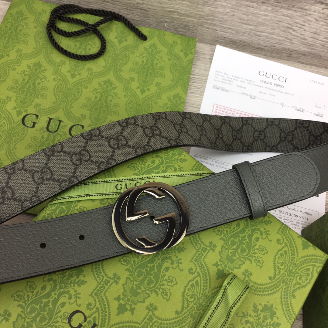 Gucci Male Basic Belt Canvas Gray M