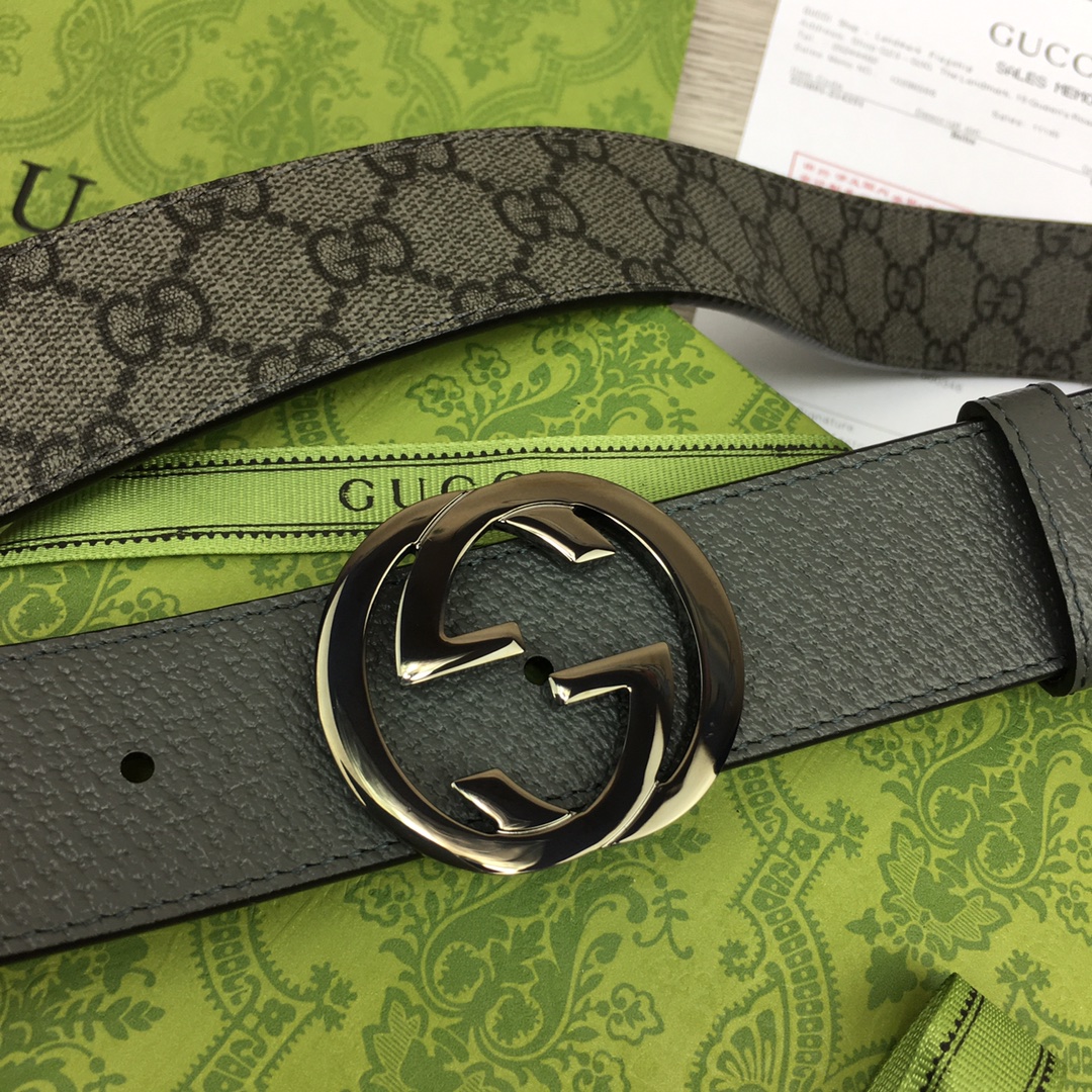 Gucci Male Basic Belt Canvas Gray M