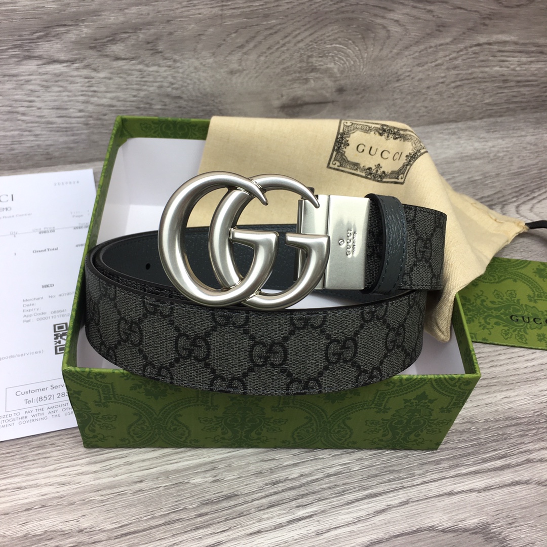 Gucci Male Basic Belt Canvas Gray M