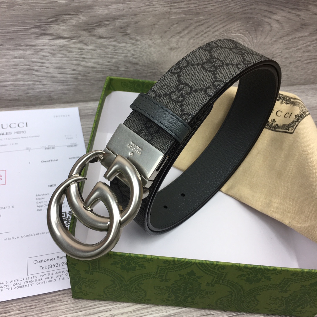 Gucci Male Basic Belt Canvas Gray M