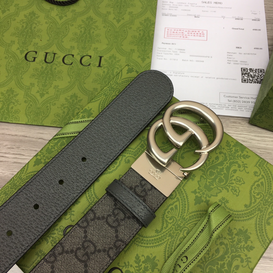 Gucci Male Basic Belt Canvas Gray M