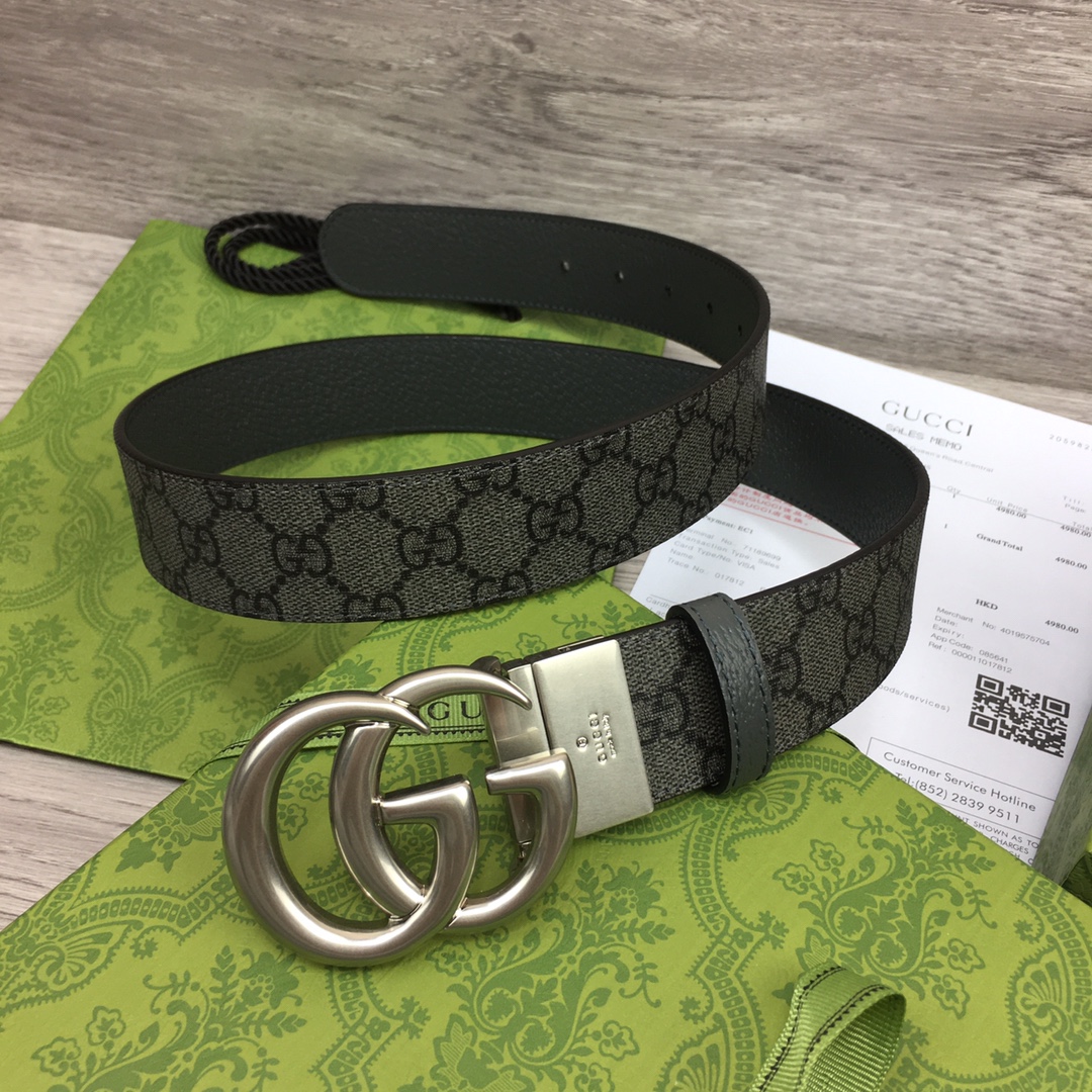 Gucci Male Basic Belt Canvas Gray M