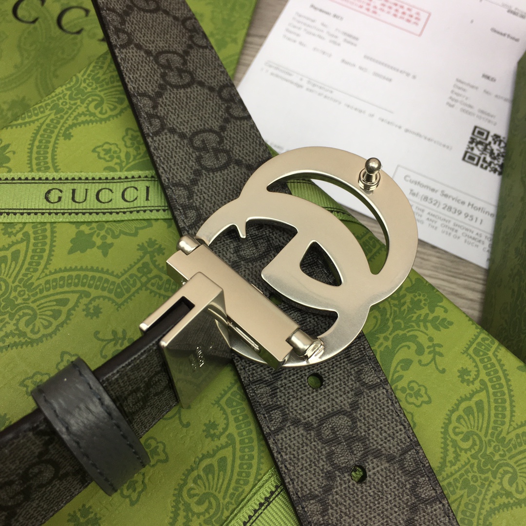 Gucci Male Basic Belt Canvas Gray M