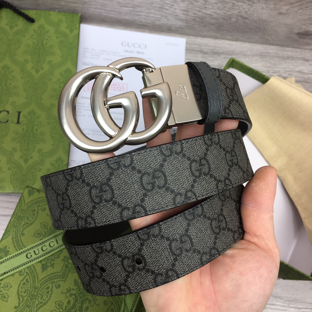 Gucci Male Basic Belt Canvas Gray M