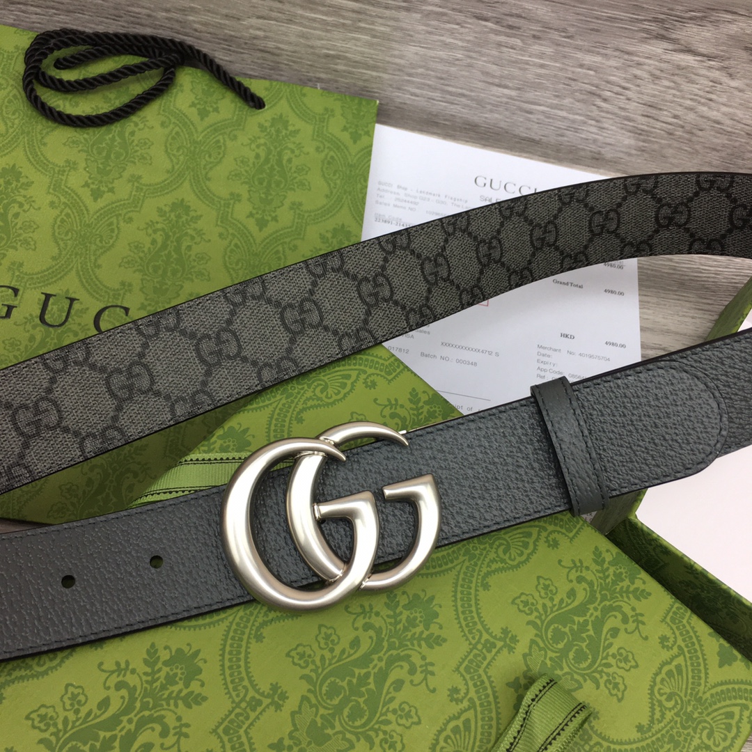 Gucci Male Basic Belt Canvas Gray M