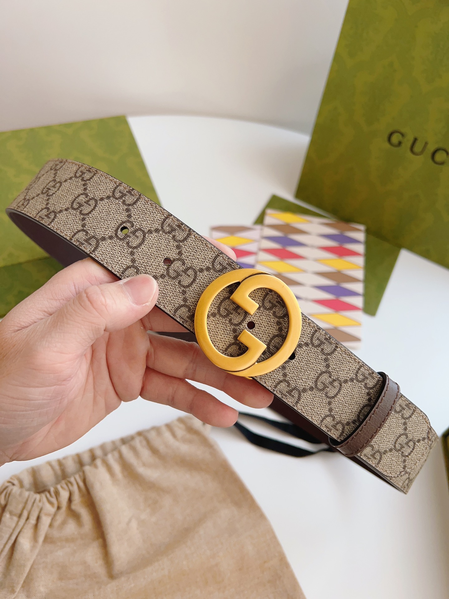 Gucci Male Basic Belt Canvas Brown S-m