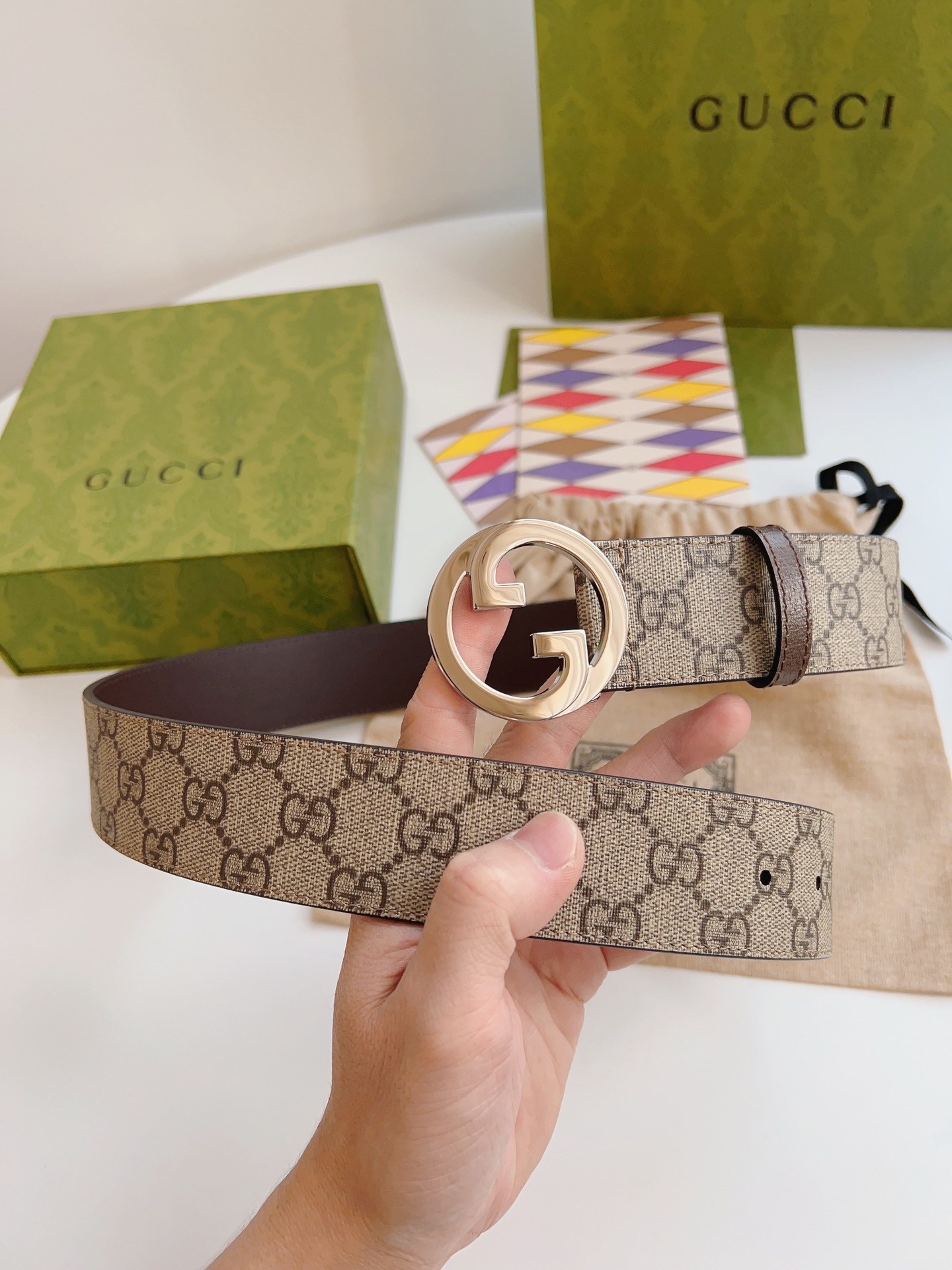 Gucci Male Basic Belt Canvas Brown S-m