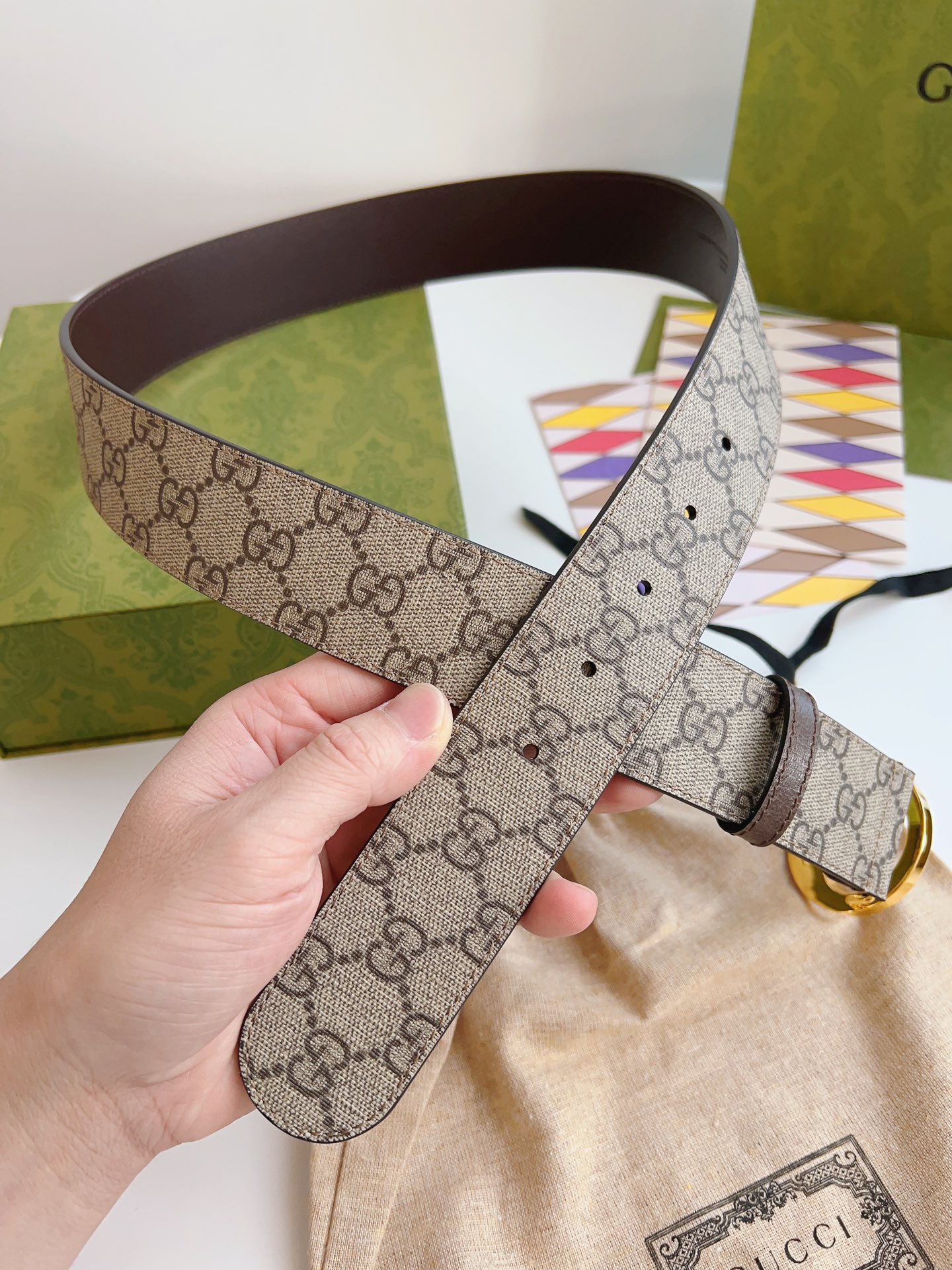 Gucci Male Basic Belt Canvas Brown S-m