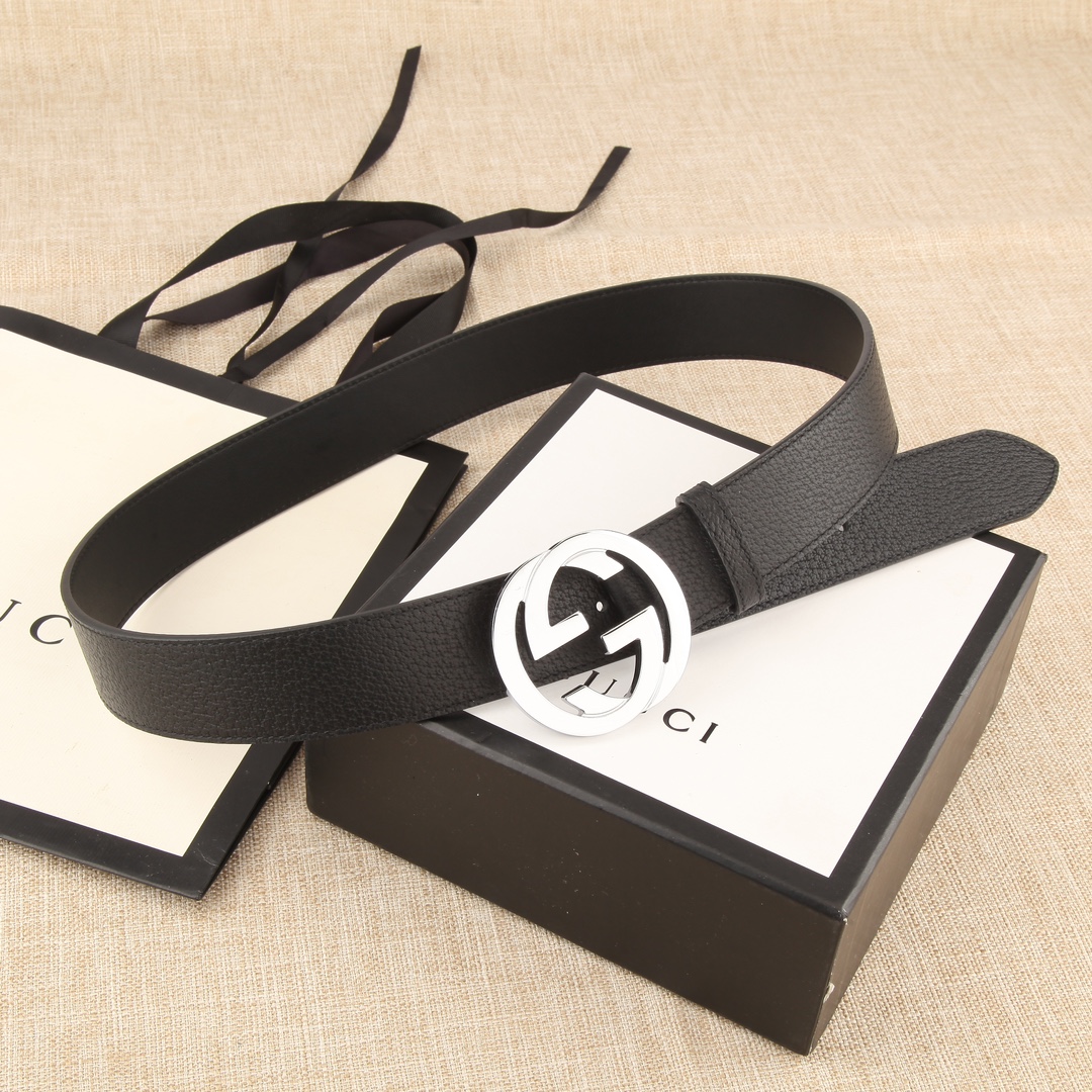 Gucci Male Leather Belt Cow Leather Black M