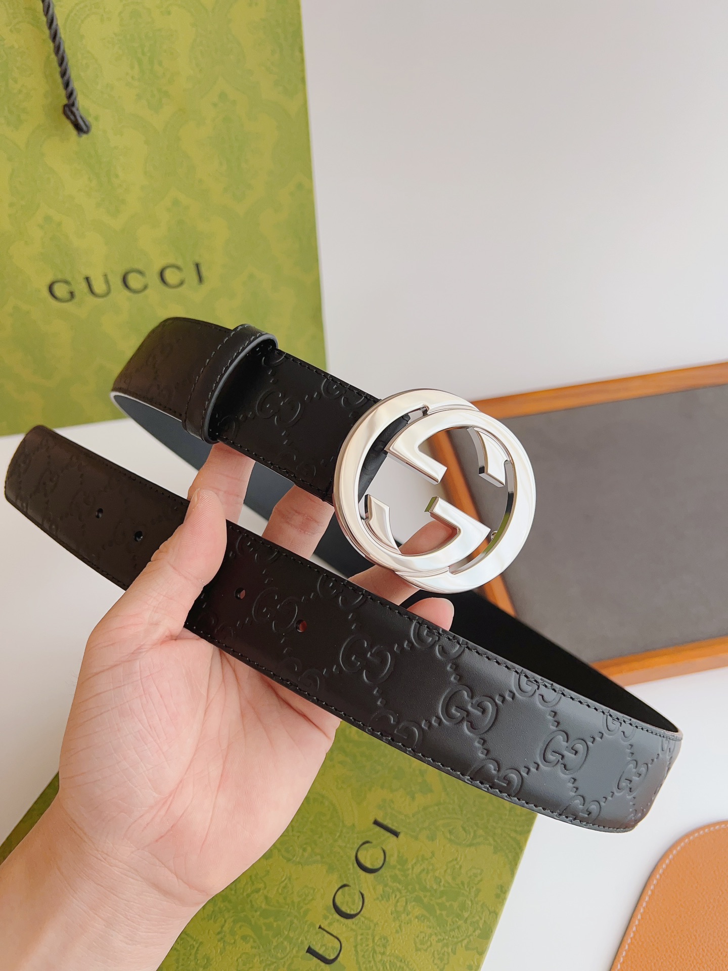Gucci Male Leather Belt Top Grain Leather M