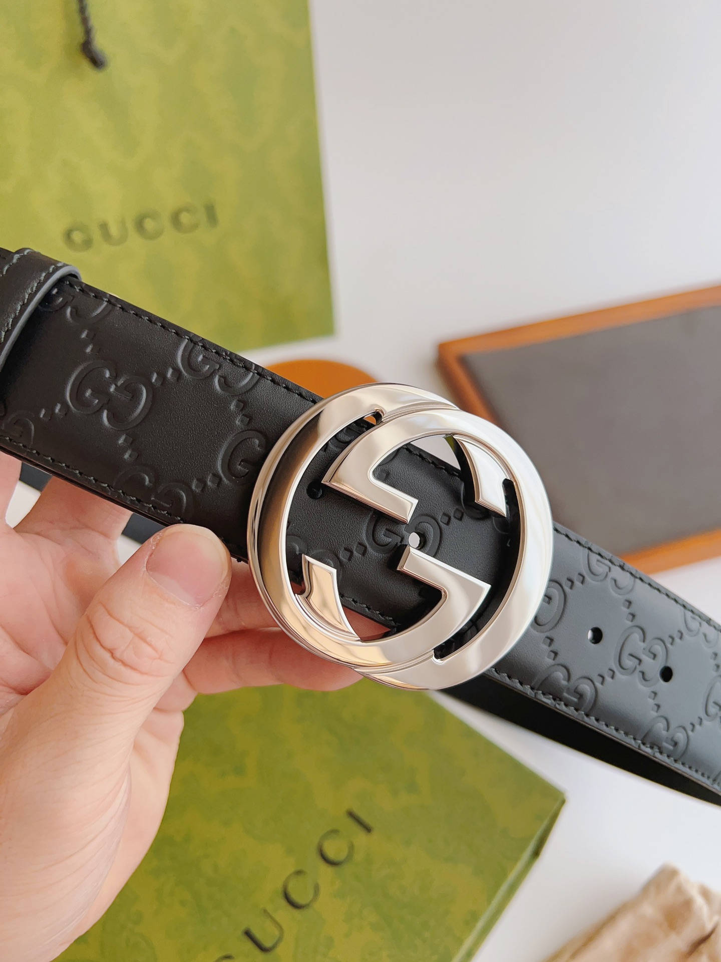 Gucci Male Leather Belt Top Grain Leather M