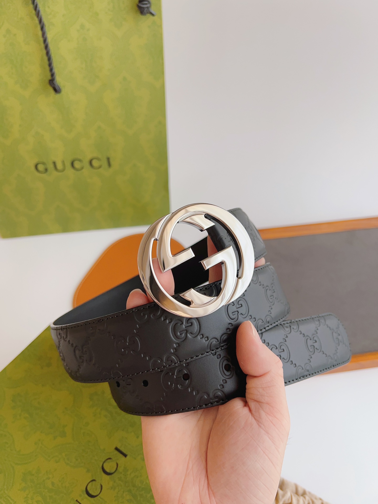 Gucci Male Leather Belt Top Grain Leather M