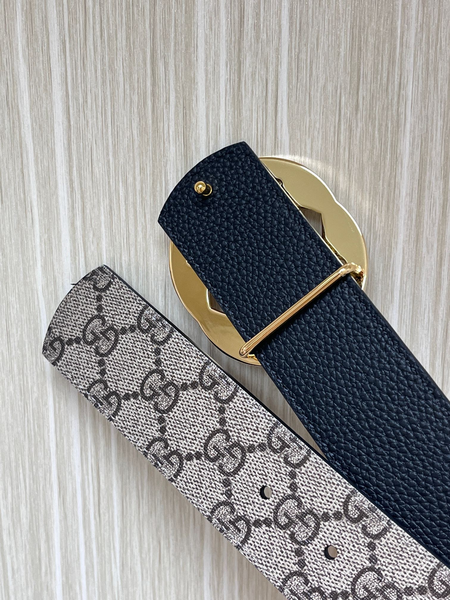 Gucci Male Canvas Belt Cow Leather Black S-m