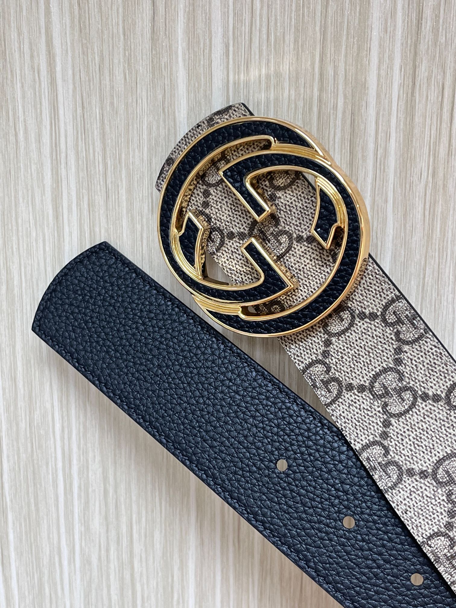 Gucci Male Canvas Belt Cow Leather Black S-m