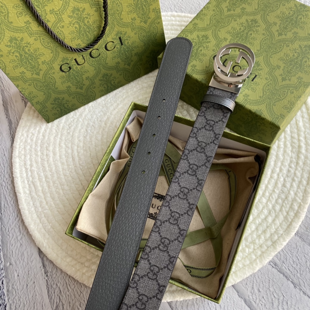 Gucci Male Basic Belt Gray Waterproof 38mm