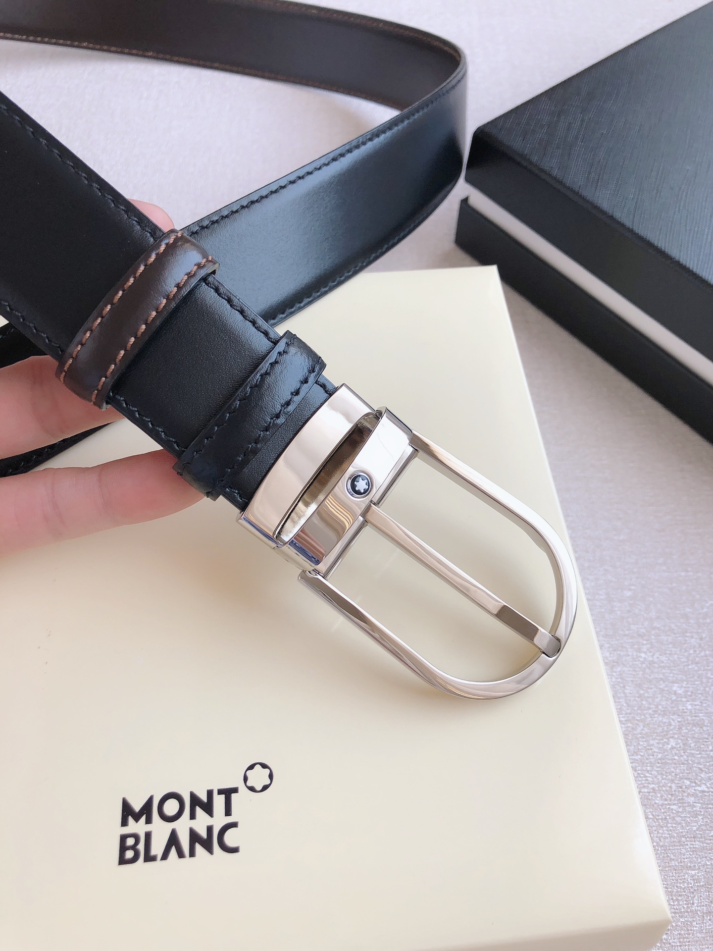 Montblanc Male Pin Buckle Belt Cow Leather M