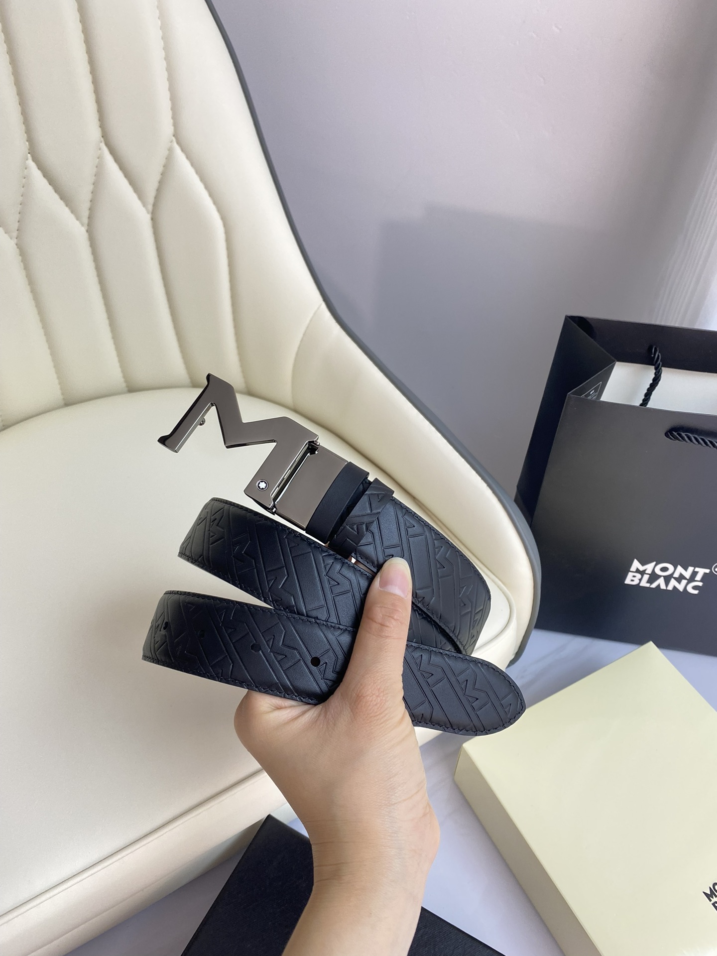 Montblanc Male Leather Belt Top Grain Leather M-l