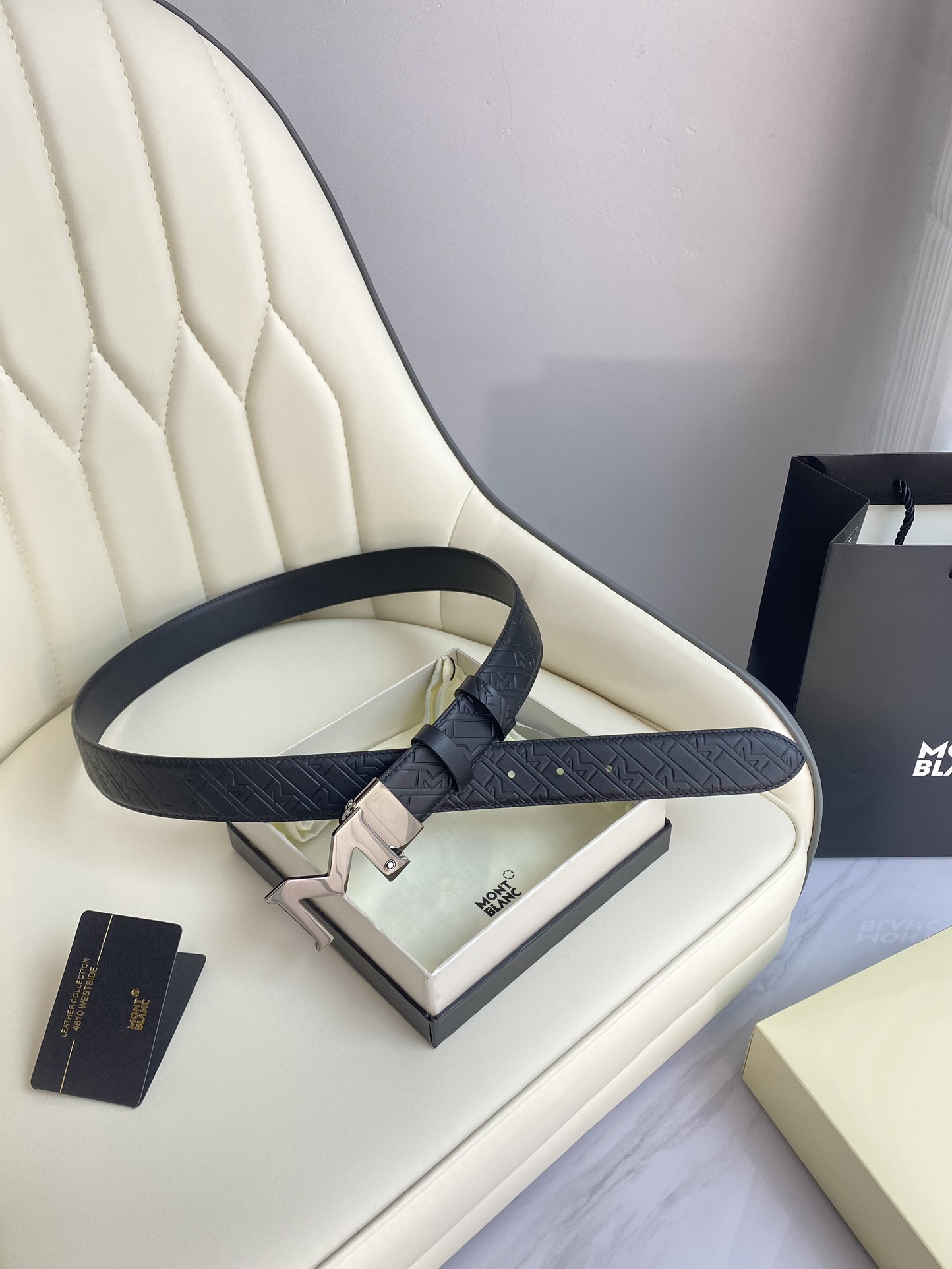 Montblanc Male Leather Belt Top Grain Leather M-l