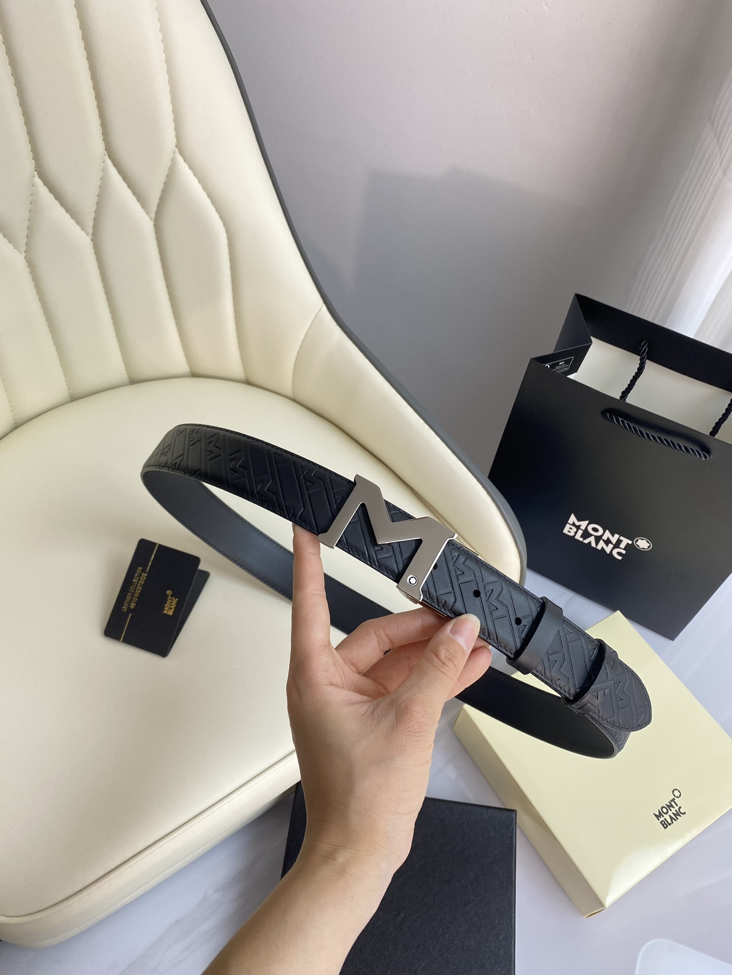 Montblanc Male Leather Belt Top Grain Leather M-l