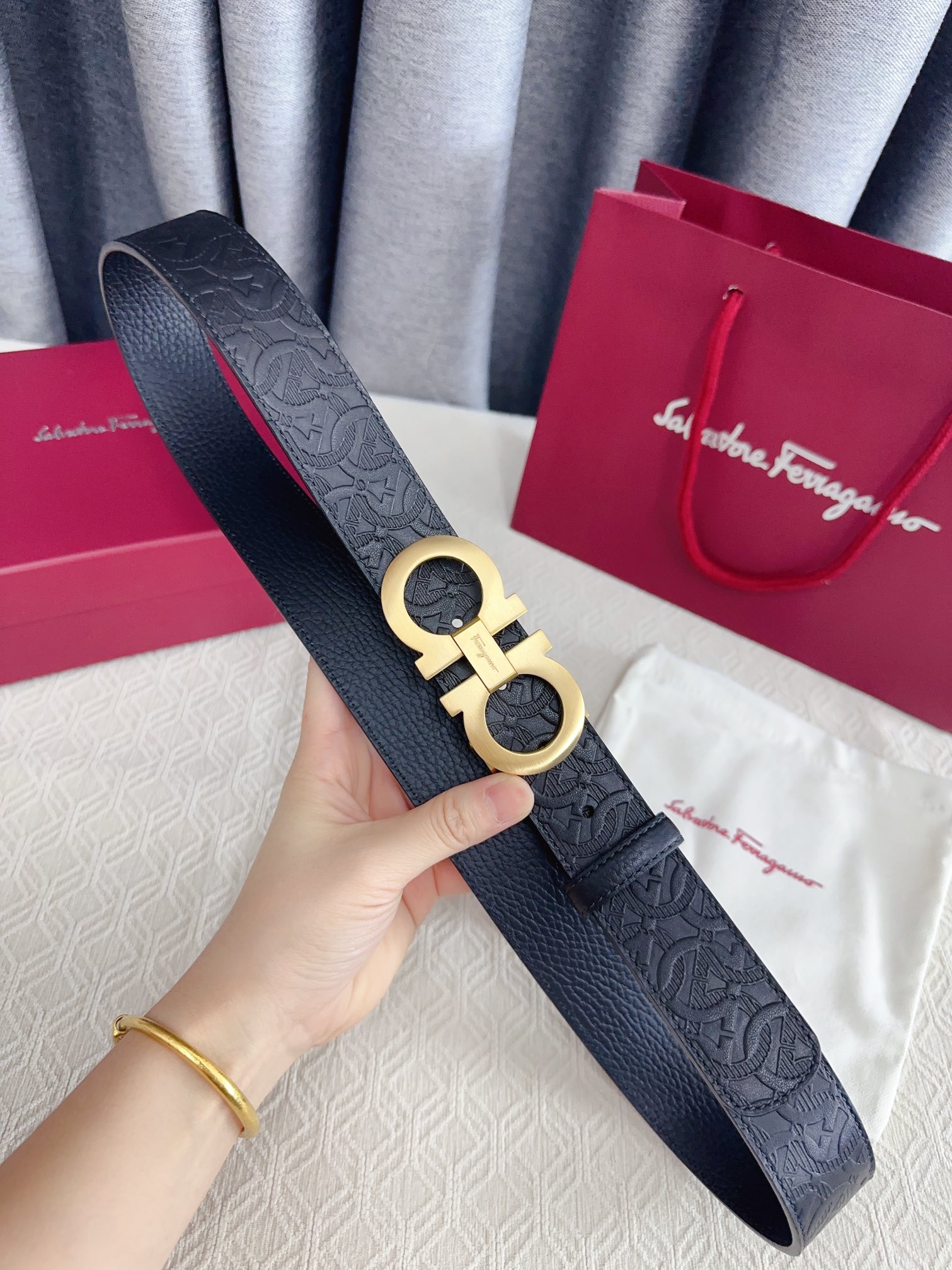 Salvatore Ferragamo Male Leather Belt Cow Leather M