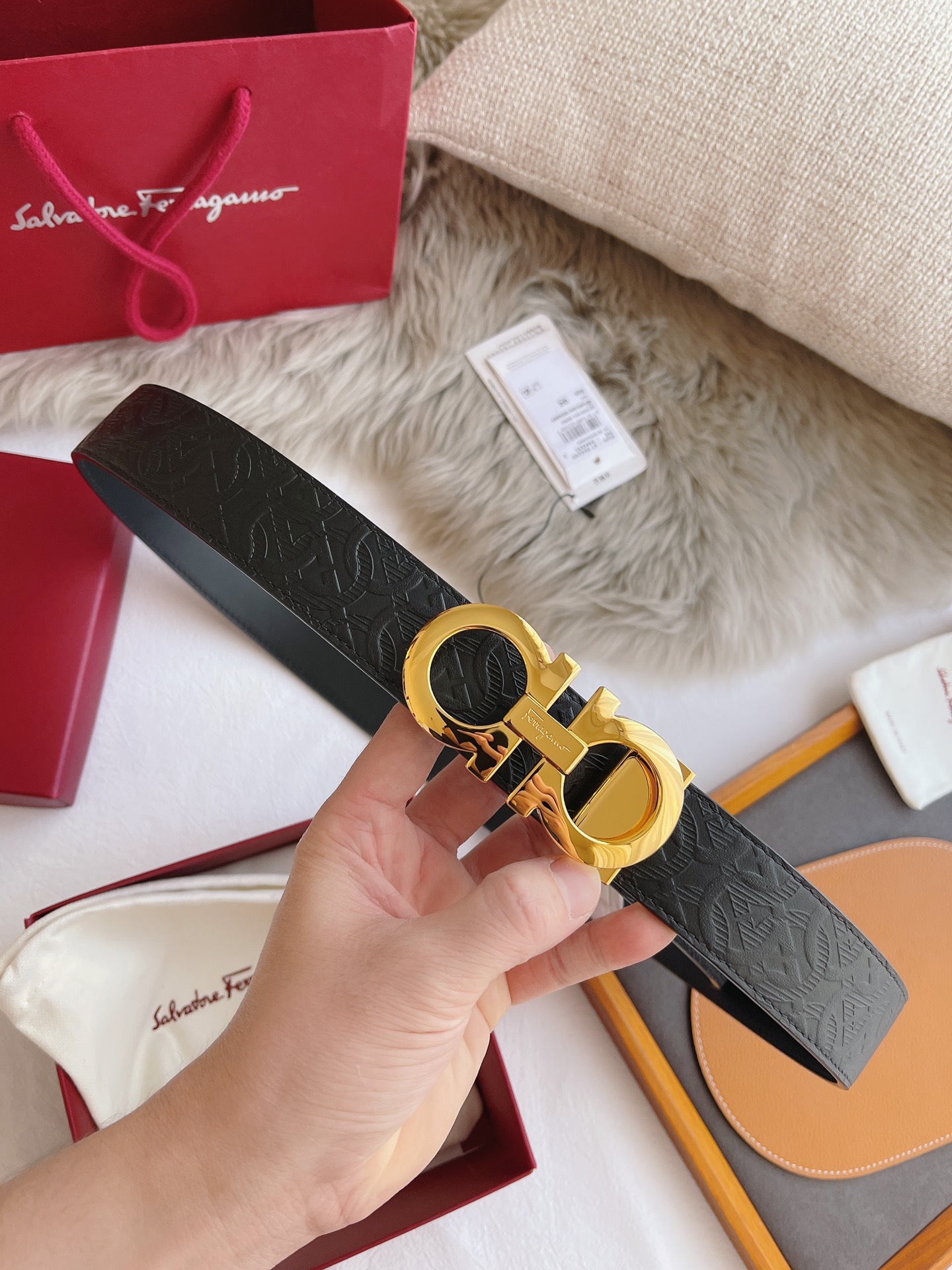 Salvatore Ferragamo Male Leather Belt Top Grain Leather M