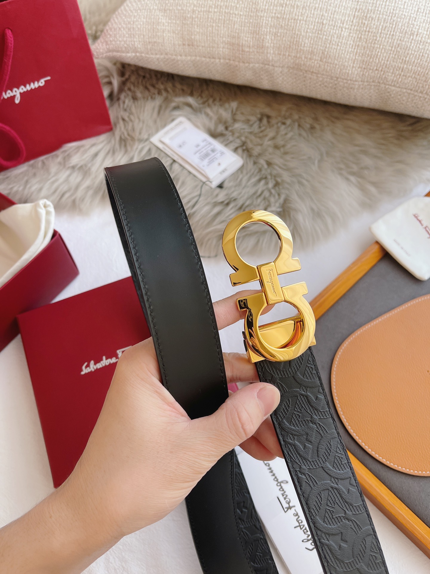 Salvatore Ferragamo Male Leather Belt Top Grain Leather M