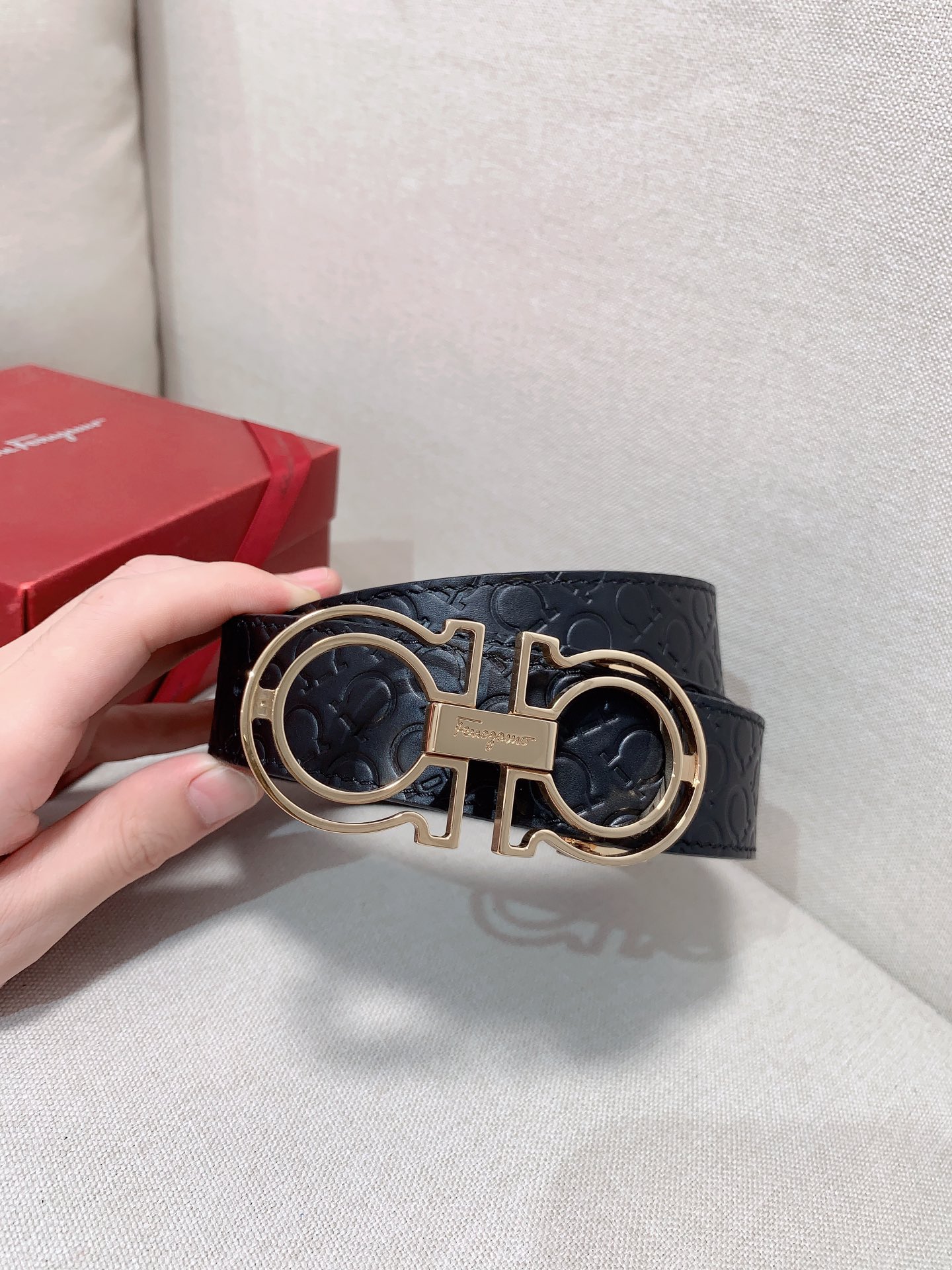 Salvatore Ferragamo Male Leather Belt Cow Leather 35mm