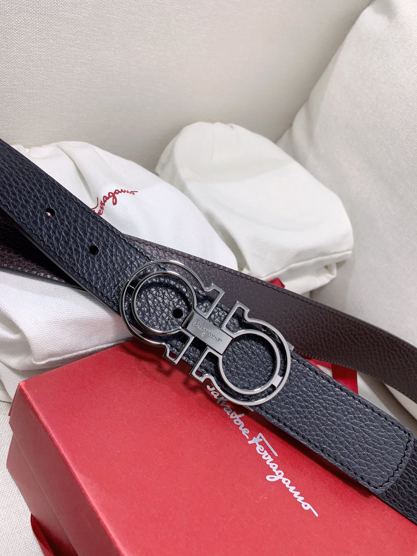 Salvatore Ferragamo Male Leather Belt Cow Leather 35mm
