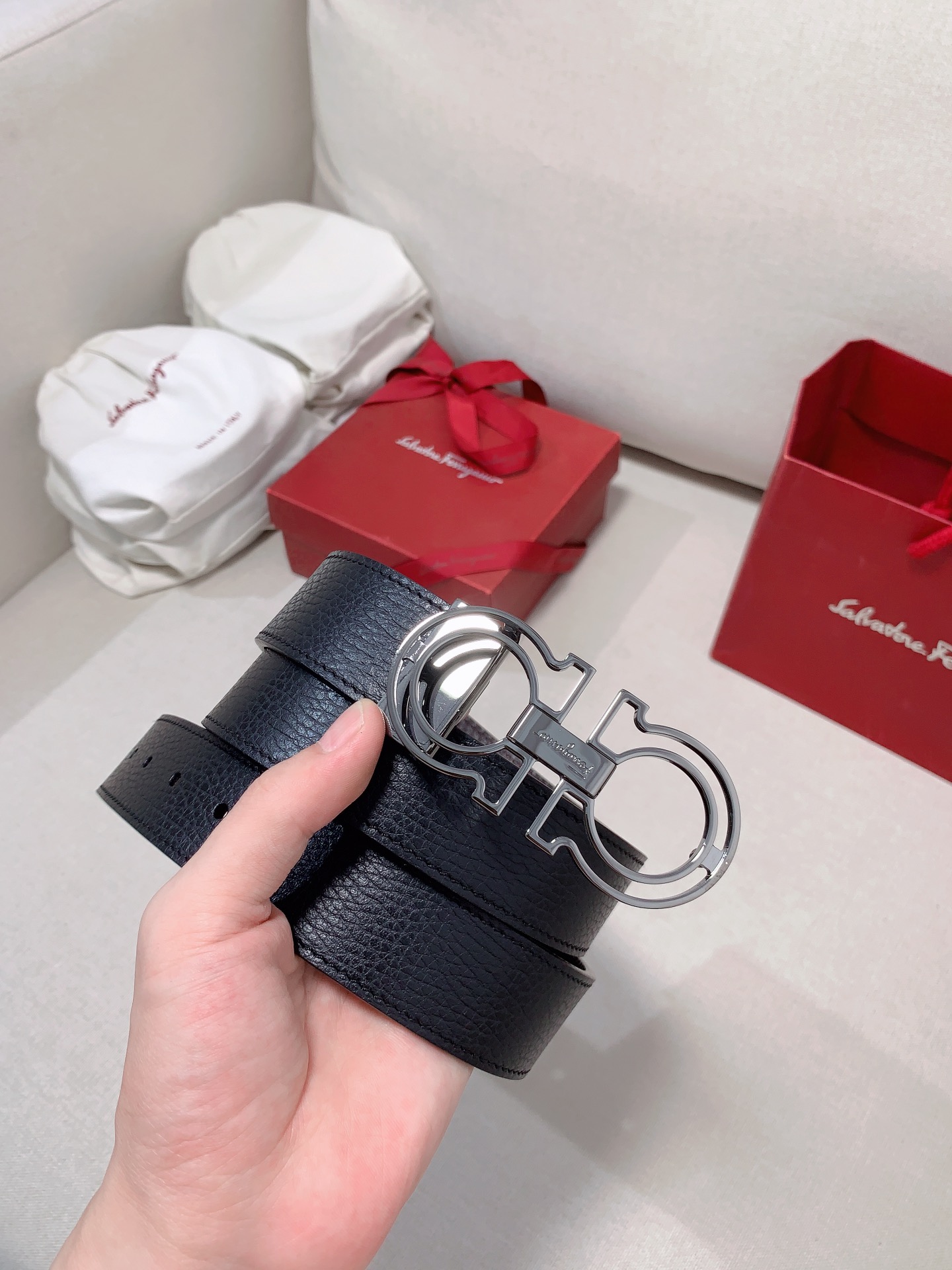 Salvatore Ferragamo Male Leather Belt Cow Leather 35mm