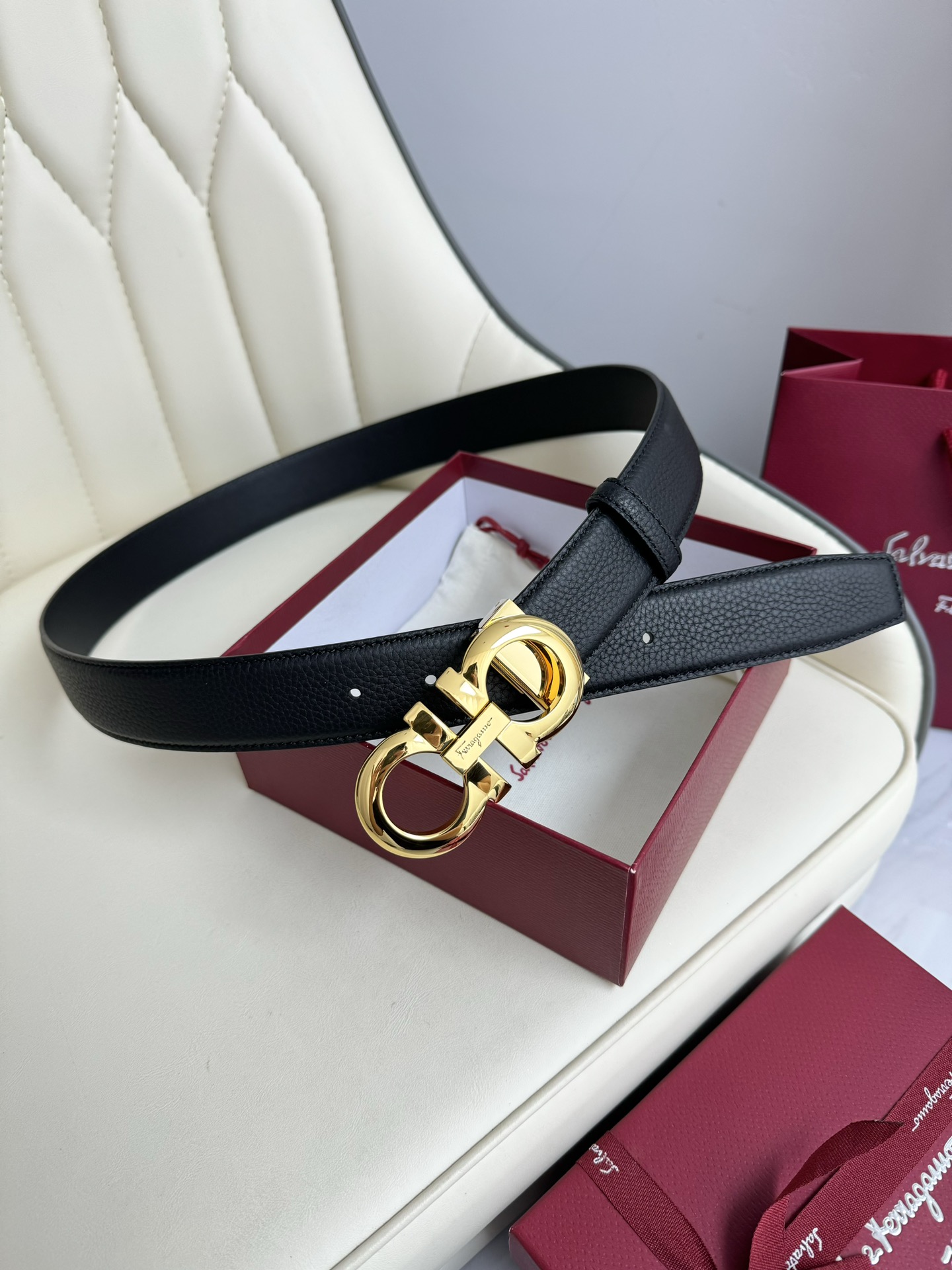 Salvatore Ferragamo Male Leather Belt Top Grain Leather