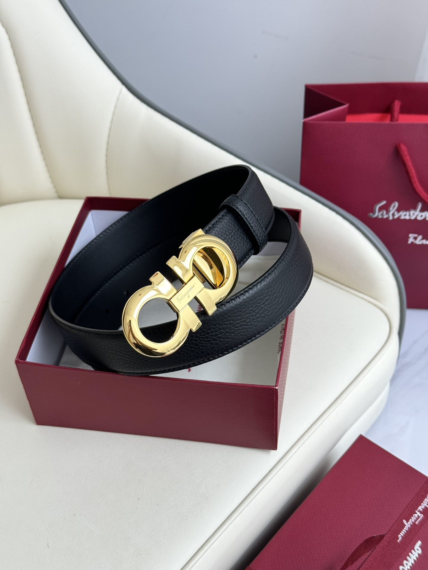 Salvatore Ferragamo Male Leather Belt Top Grain Leather