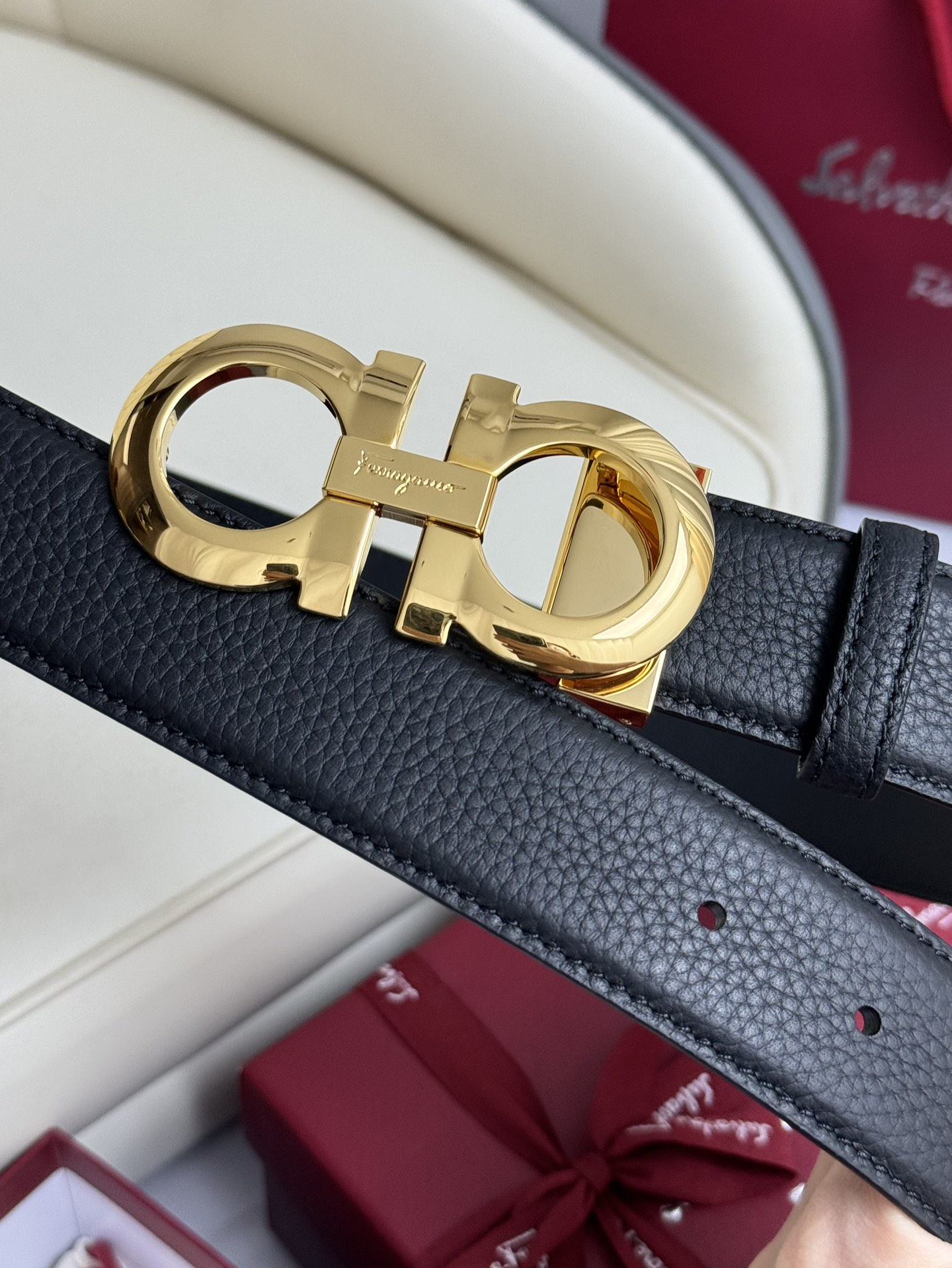 Salvatore Ferragamo Male Leather Belt Top Grain Leather