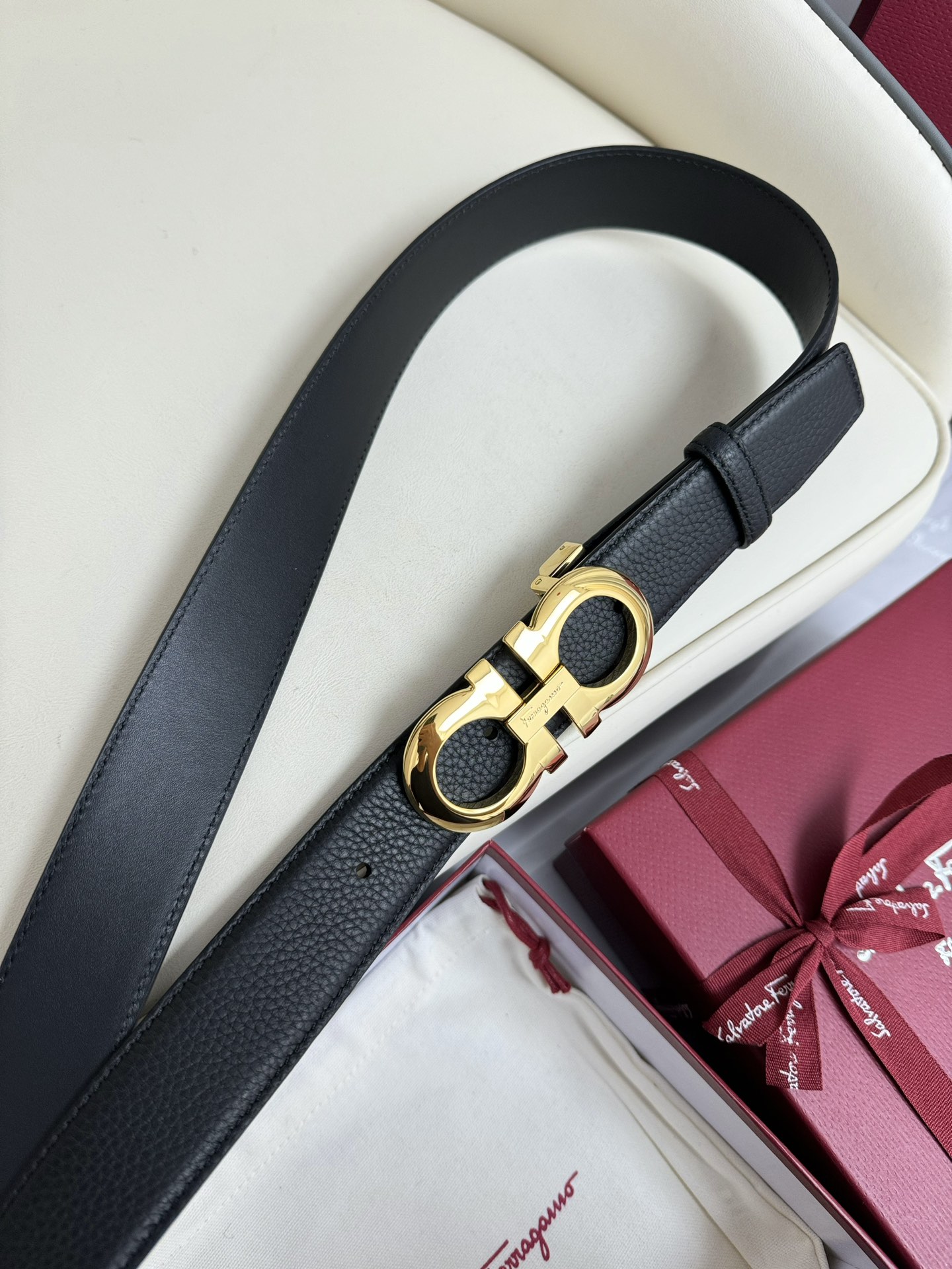 Salvatore Ferragamo Male Leather Belt Top Grain Leather