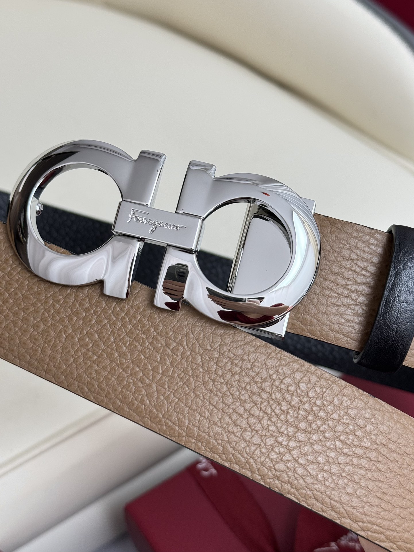 Salvatore Ferragamo Male Leather Belt Top Grain Leather