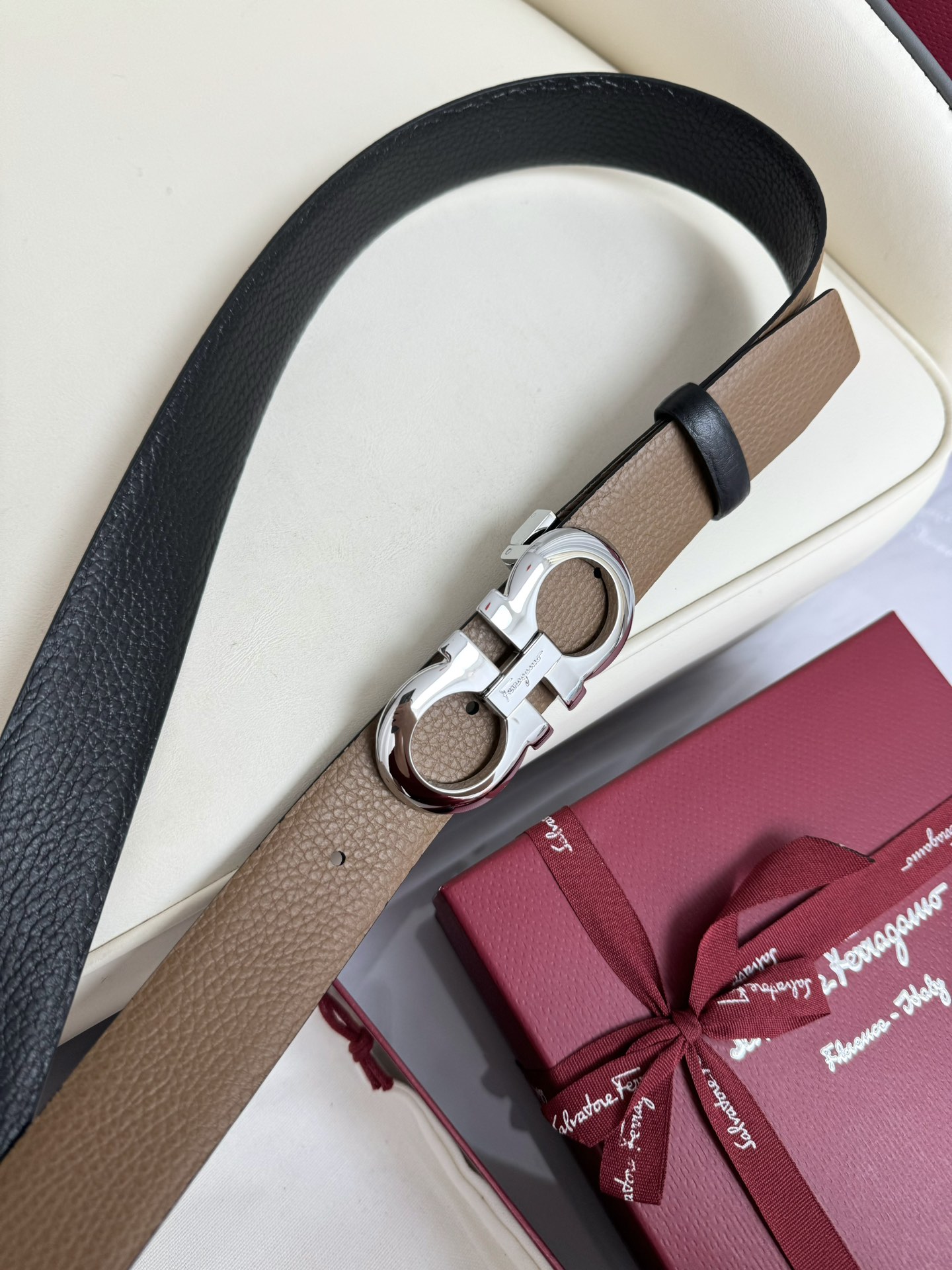 Salvatore Ferragamo Male Leather Belt Top Grain Leather